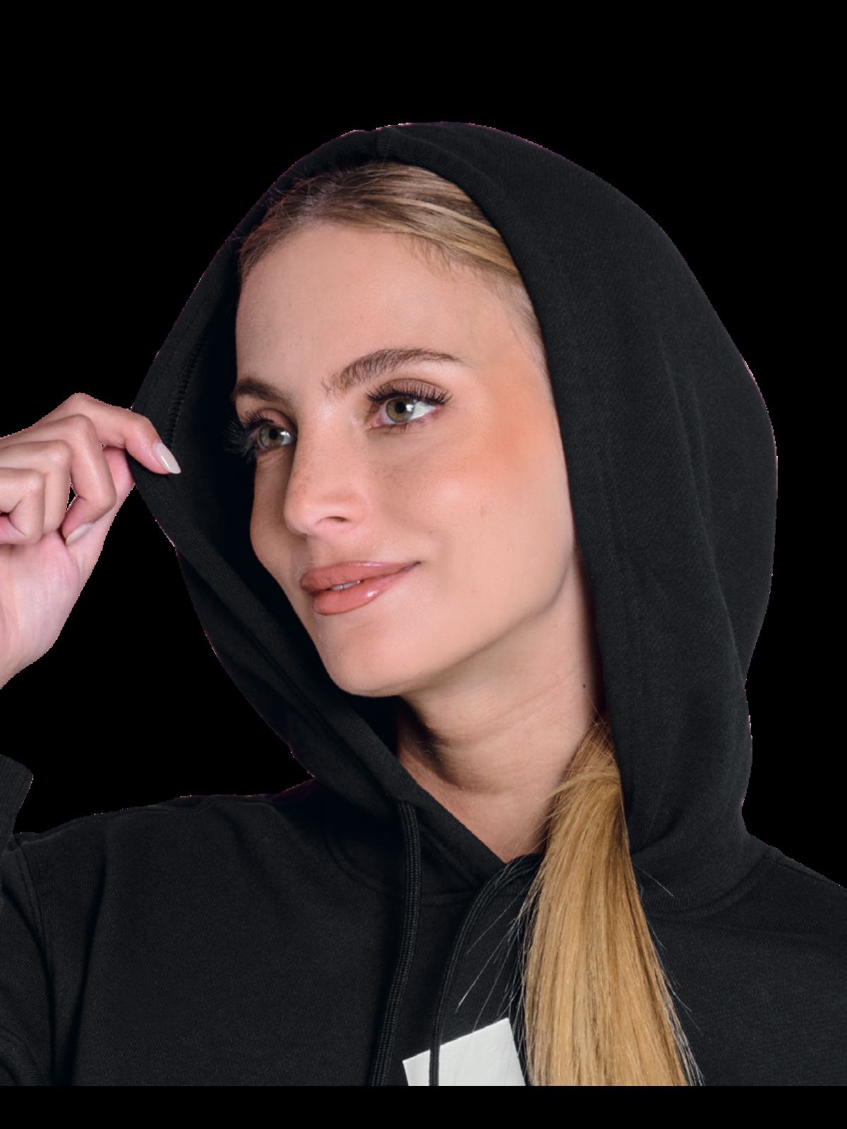 SUDADERA MUJER ADIDAS WEAR IC6895 NEGRO/BLANCO-OFERTA