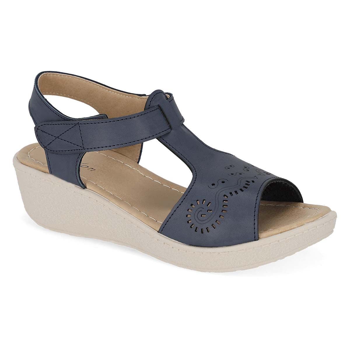 SANDALIA DE CUÑA MUJER VANNY'S 3094 AZUL-OUTLET