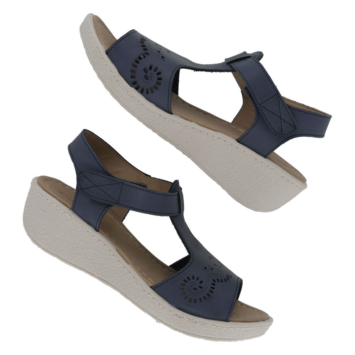 SANDALIA DE CUÑA MUJER VANNY'S 3094 AZUL-OUTLET