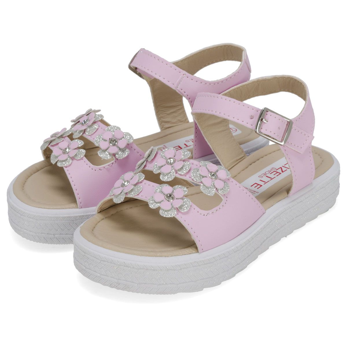 SANDALIA PISO INFANTIL LIZETTE SHOES 2094 BLANCO/ROSA/PLATA-OUTLET