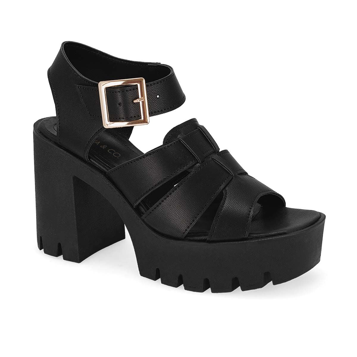 SANDALIA DE TACON MUJER NAVA & CO 8950 NEGRO-OUTLET