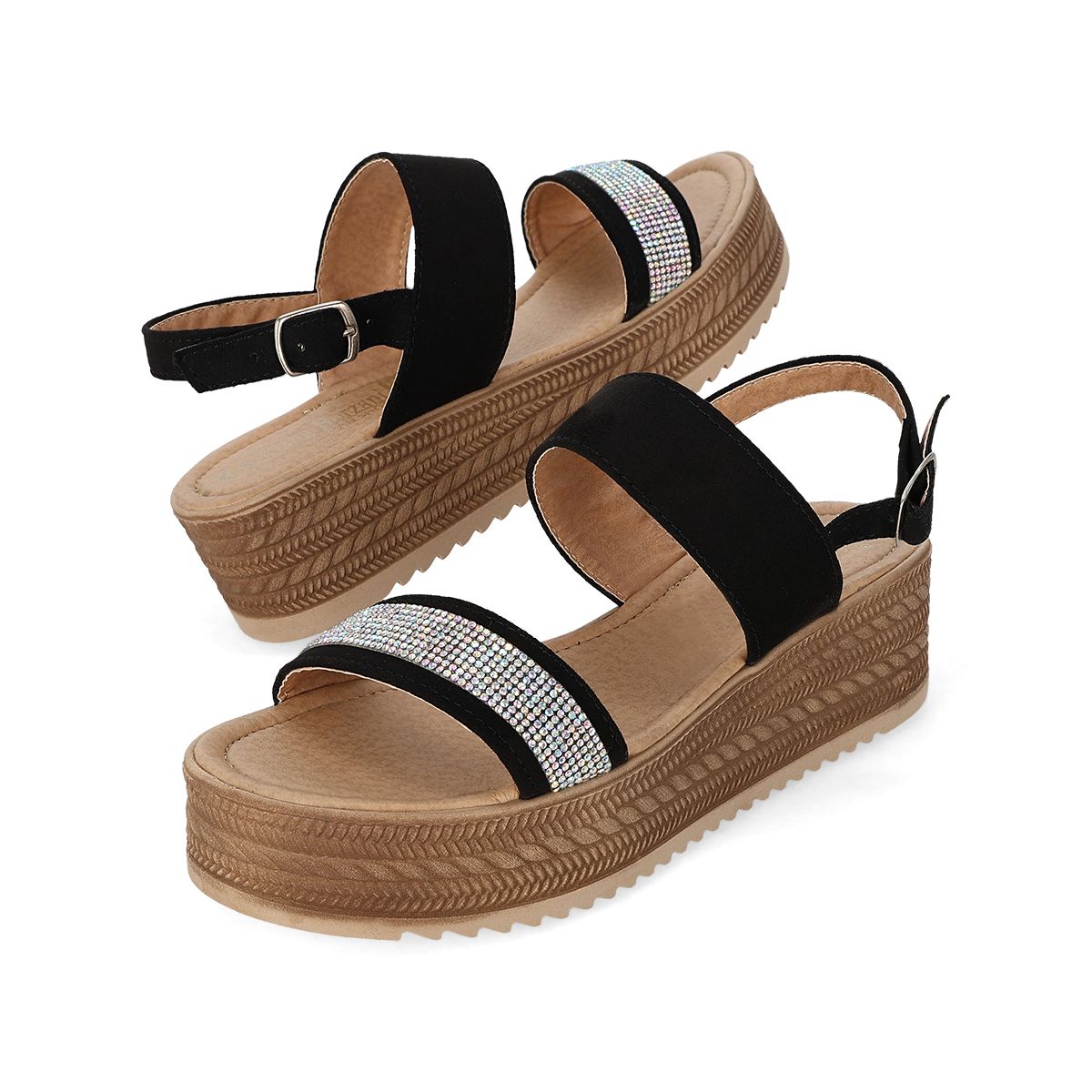 SANDALIA PLATAFORMA MUJER ADRIANA BORZANI 122 NEGRO-OUTLET
