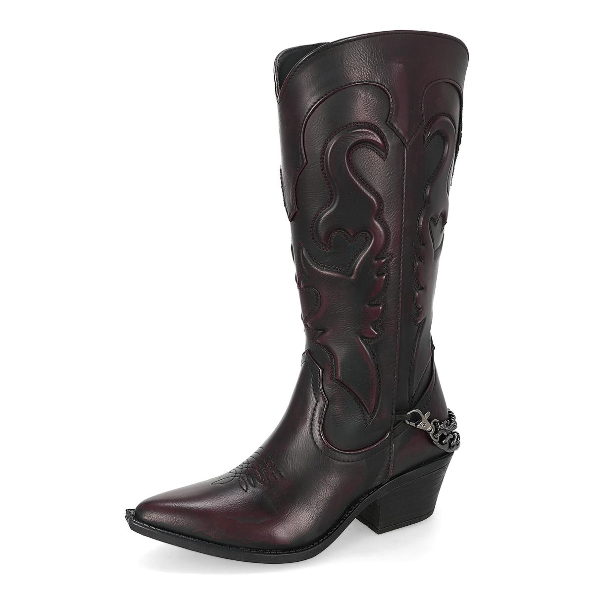 BOTA VAQUERA MUJER MAQUECH 8028 VINO-OFERTA