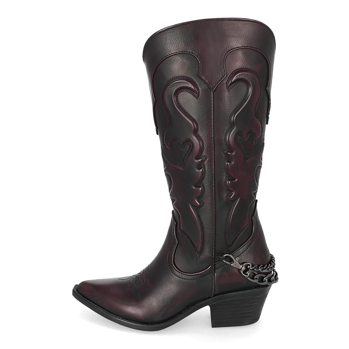 BOTA VAQUERA MUJER MAQUECH 8028 VINO-OFERTA
