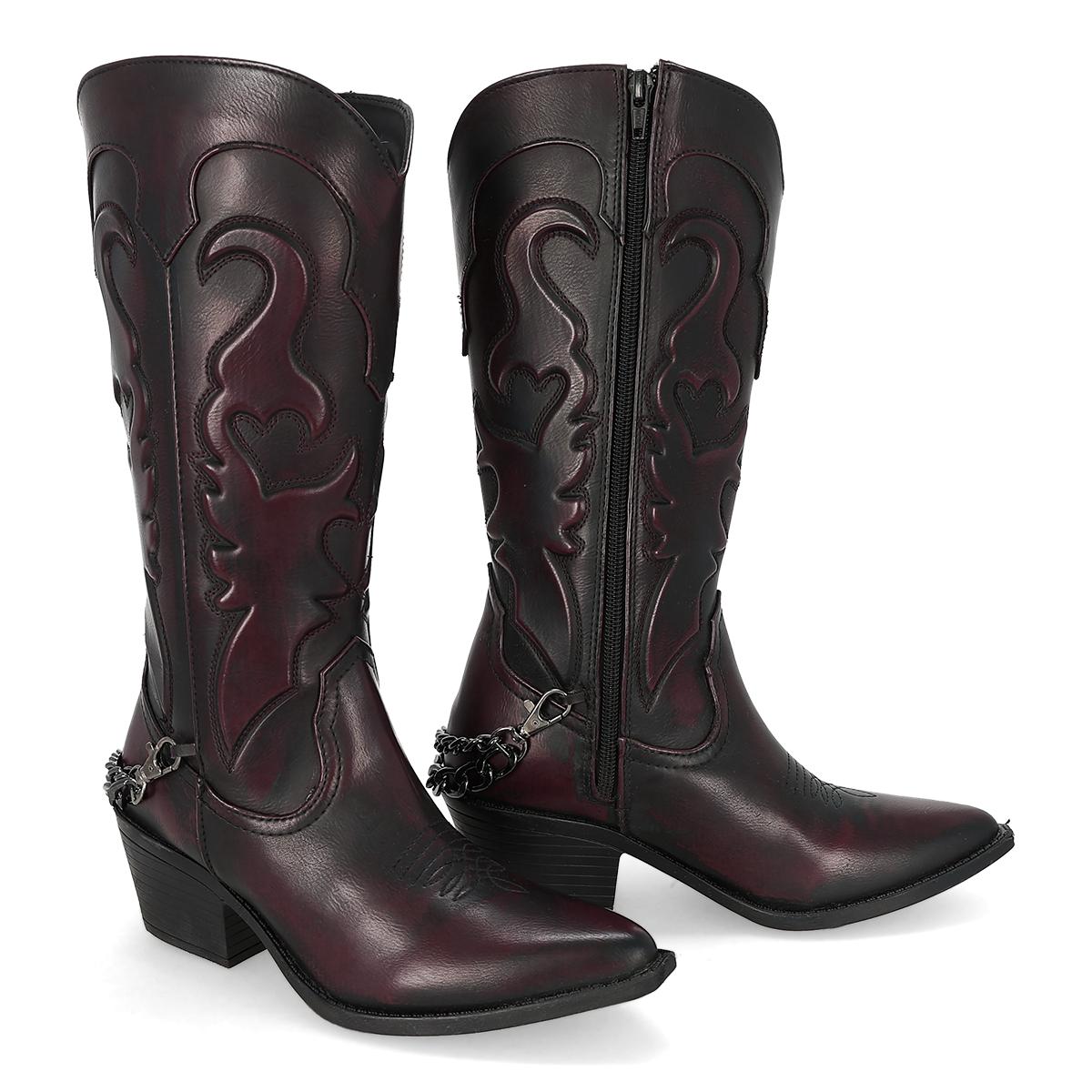 BOTA VAQUERA MUJER MAQUECH 8028 VINO-OFERTA