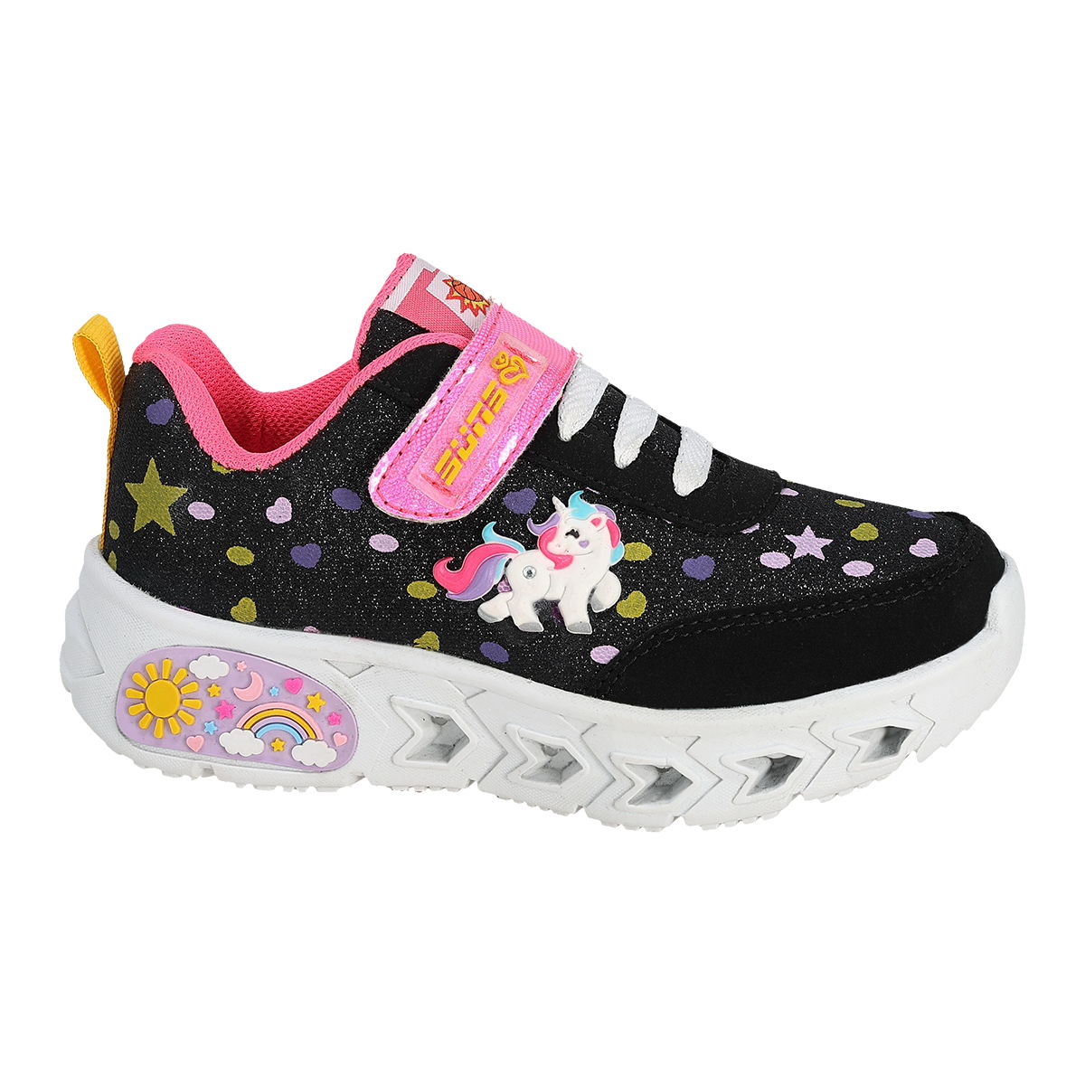 TENIS CON LUCES INFANTIL SUNS 705 NEGRO/FIUSHA-OFERTA
