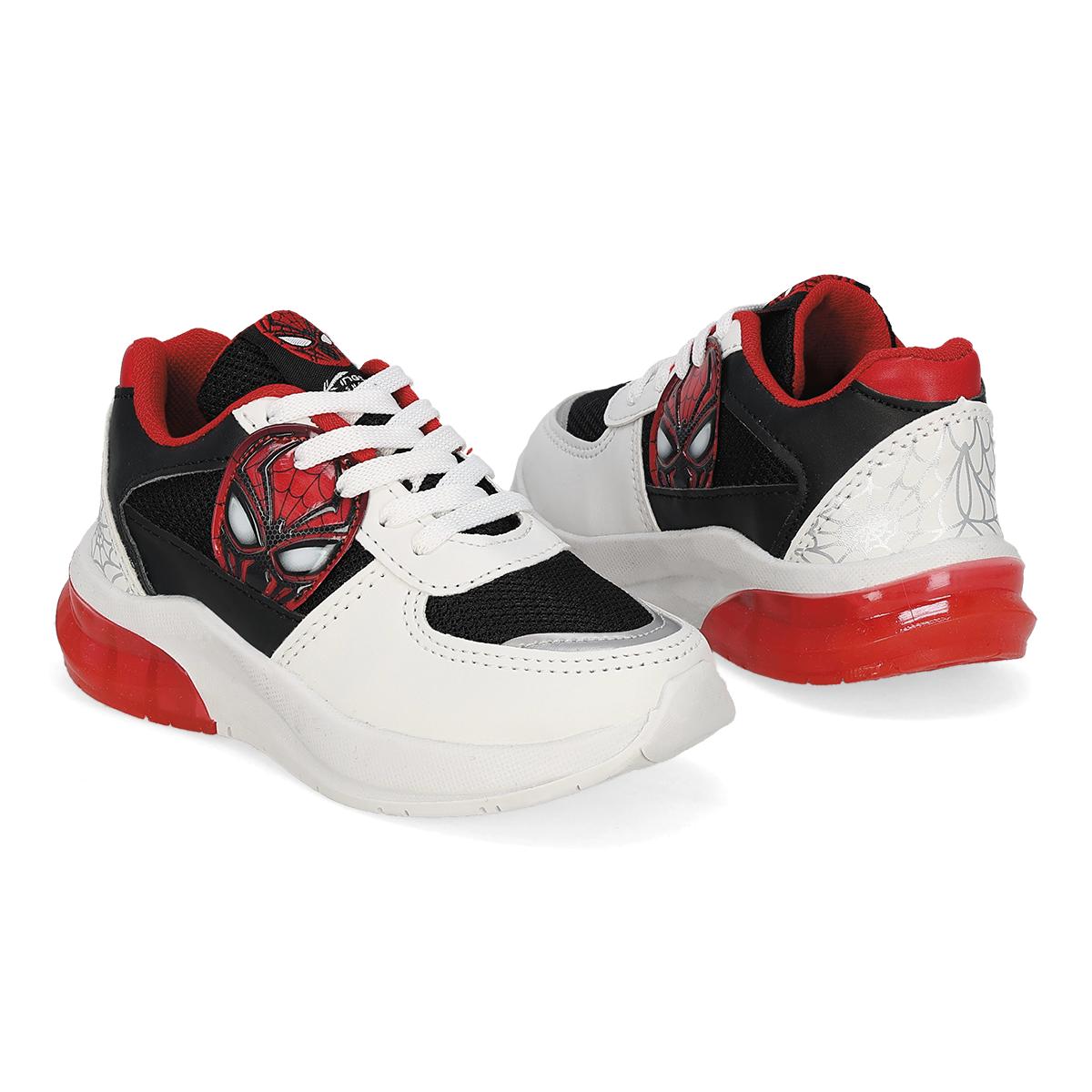 TENIS CON LUCES INFANTIL KINGS-LU 1647-F BLANCO/NEGRO/ROJO-OFERTA
