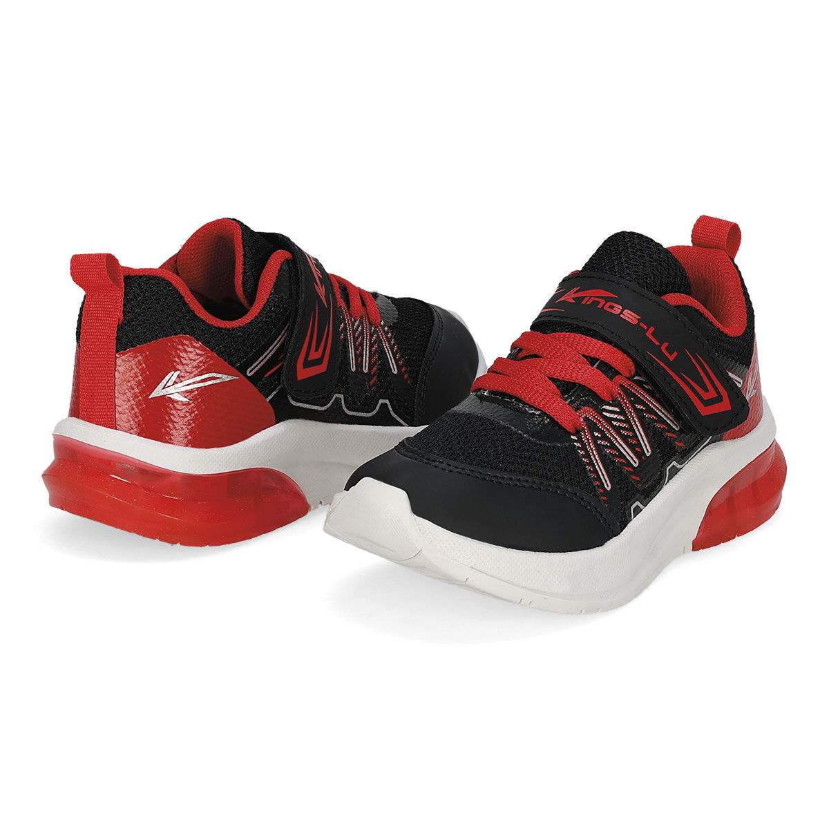 TENIS CON LUCES INFANTIL KINGS-LU 1690-F ROJO/NEGRO-OFERTA