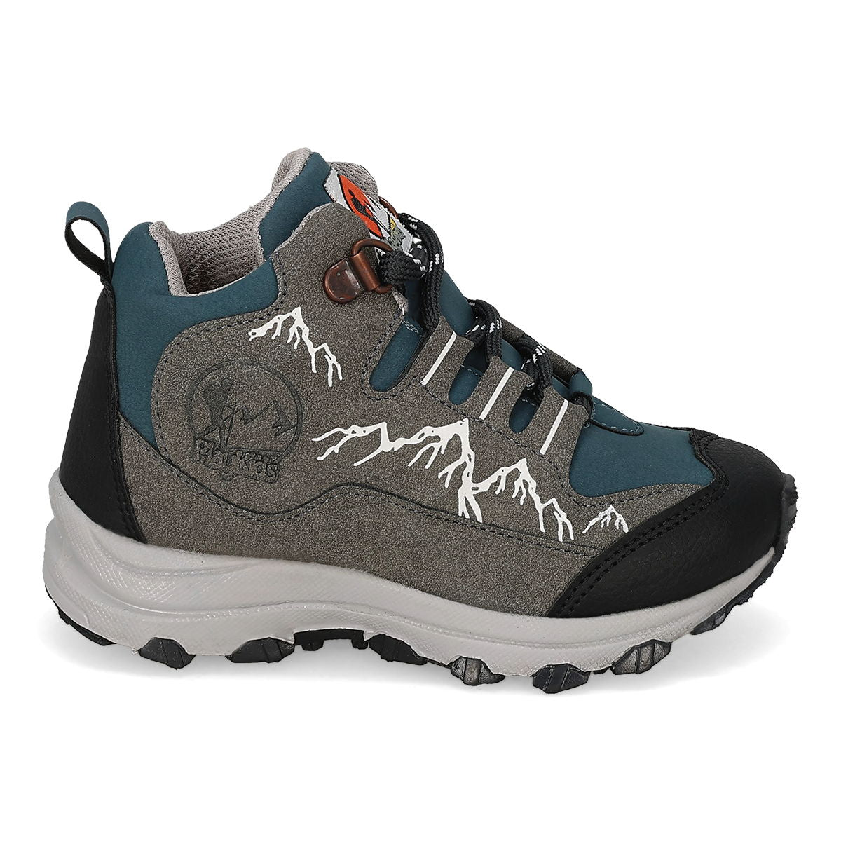 BOTA HIKING INFANTIL PLAYKIDS ADVENTURE GRIS/AZUL/NEGRO