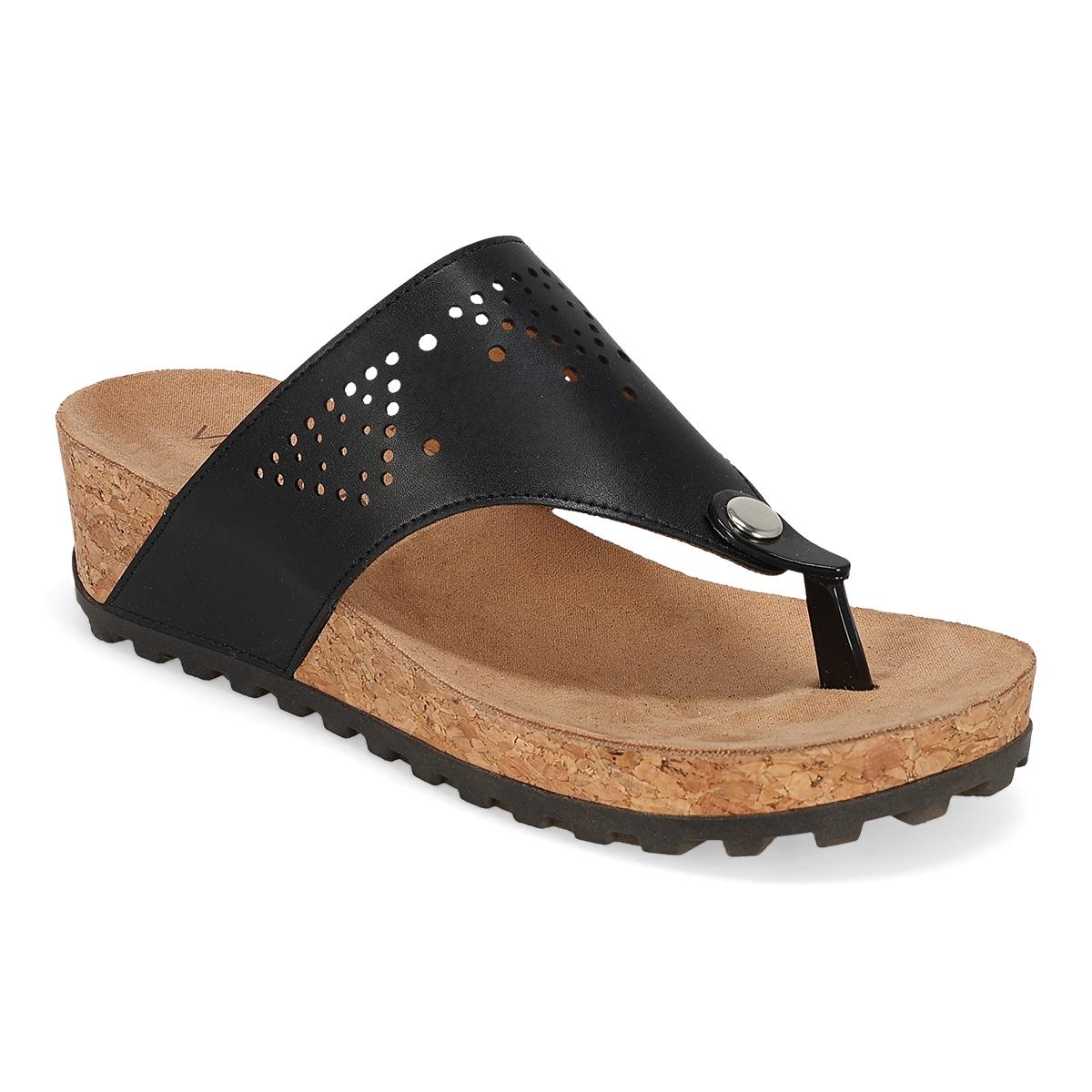 SANDALIA PISO MUJER VIA MODA MULAN NEGRO-OFERTA