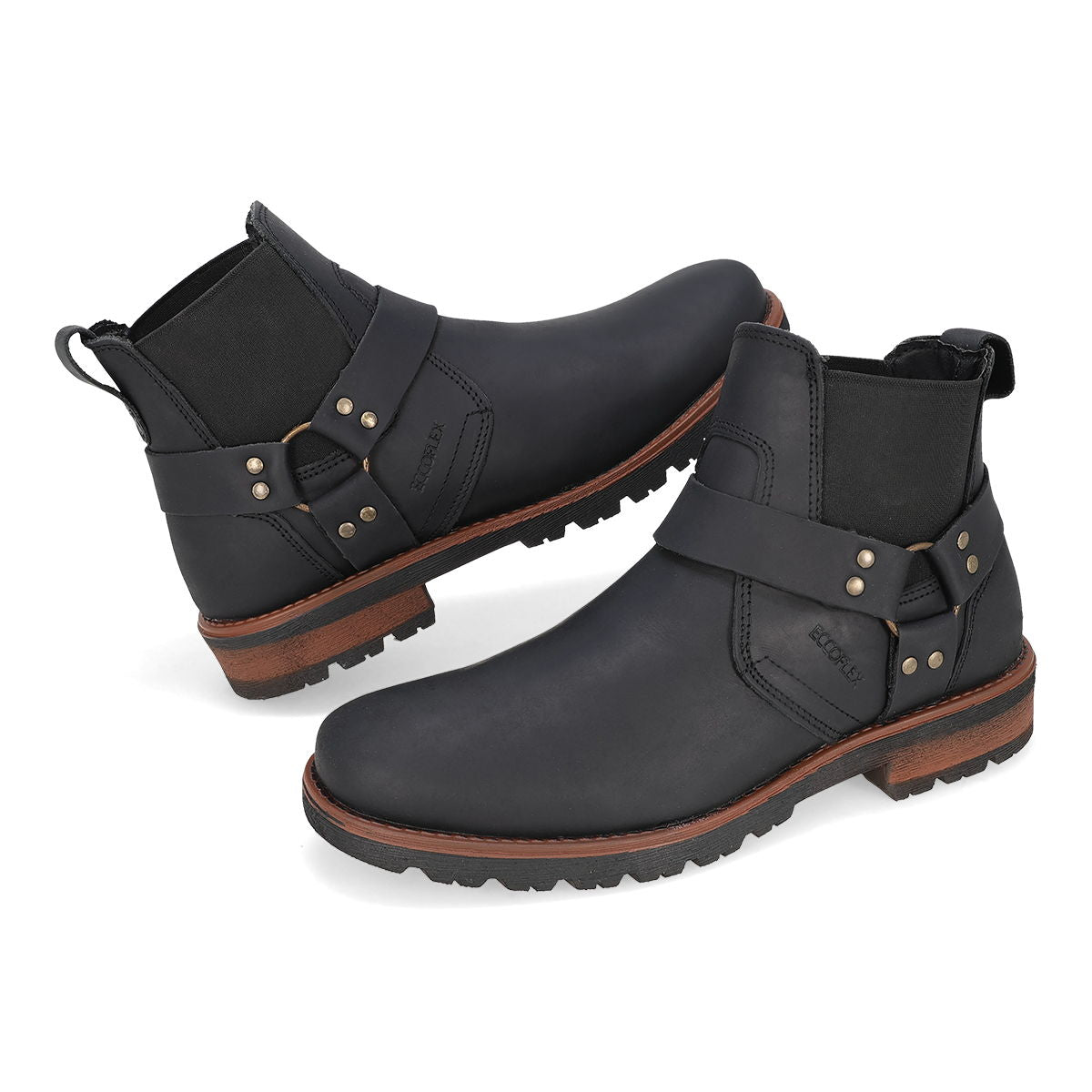 BOTA CASUAL HOMBRE ECCOFLEX 6070 NEGRO-OUTLET