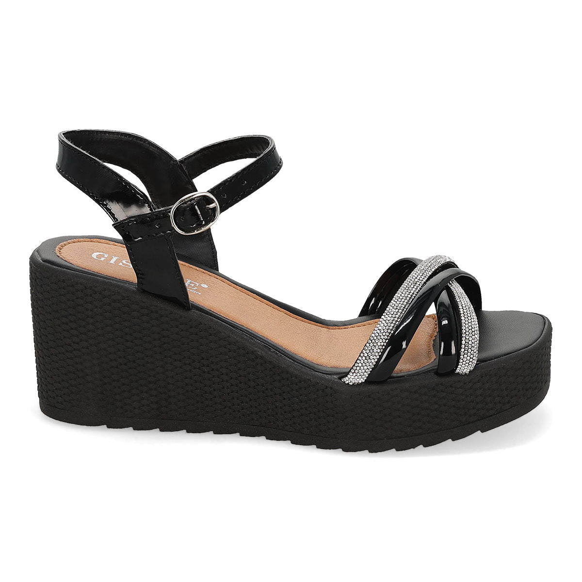 SANDALIA PLATAFORMA MUJER GISELLE COLLECTION 2513 NEGRO-OFERTA