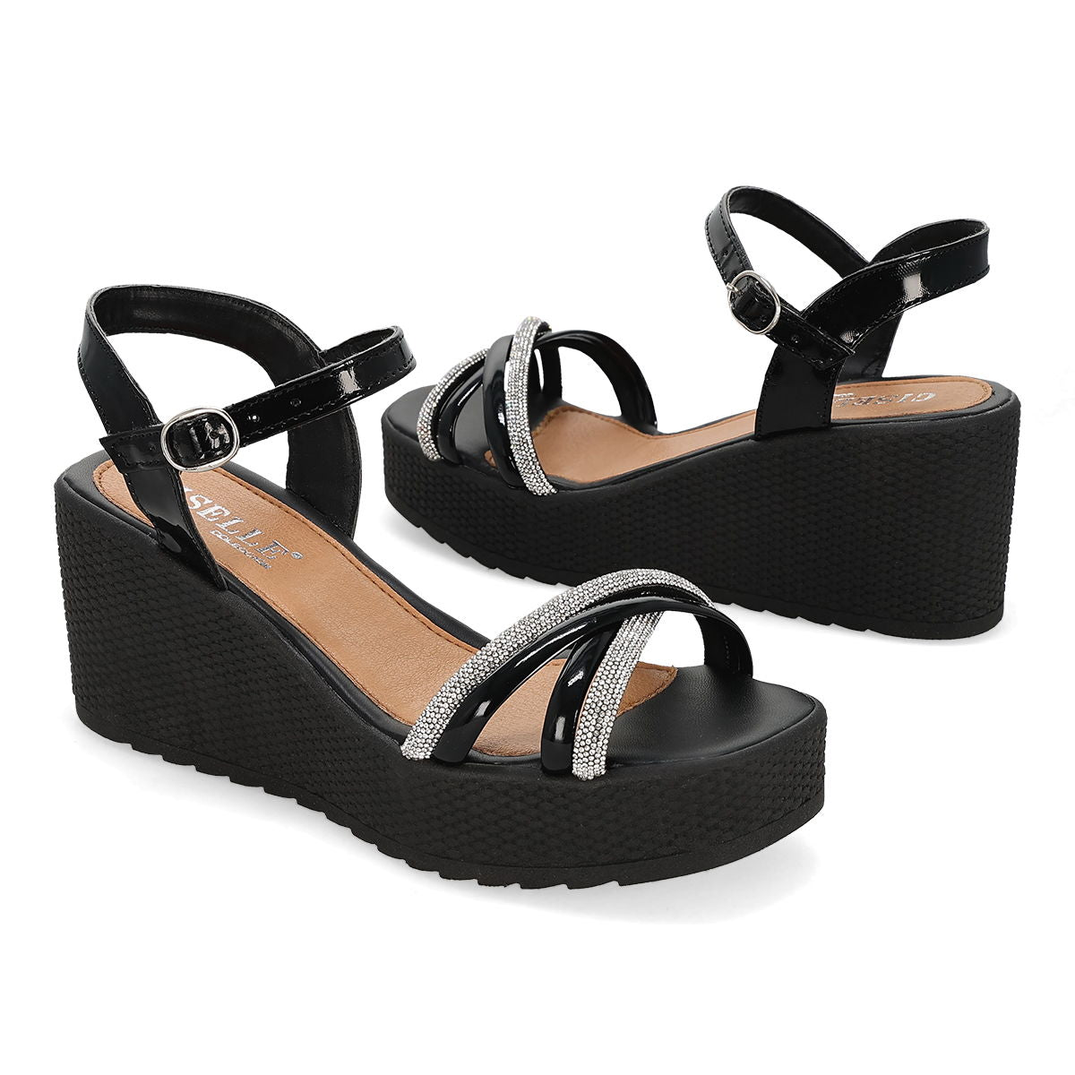 SANDALIA PLATAFORMA MUJER GISELLE COLLECTION 2513 NEGRO-OUTLET