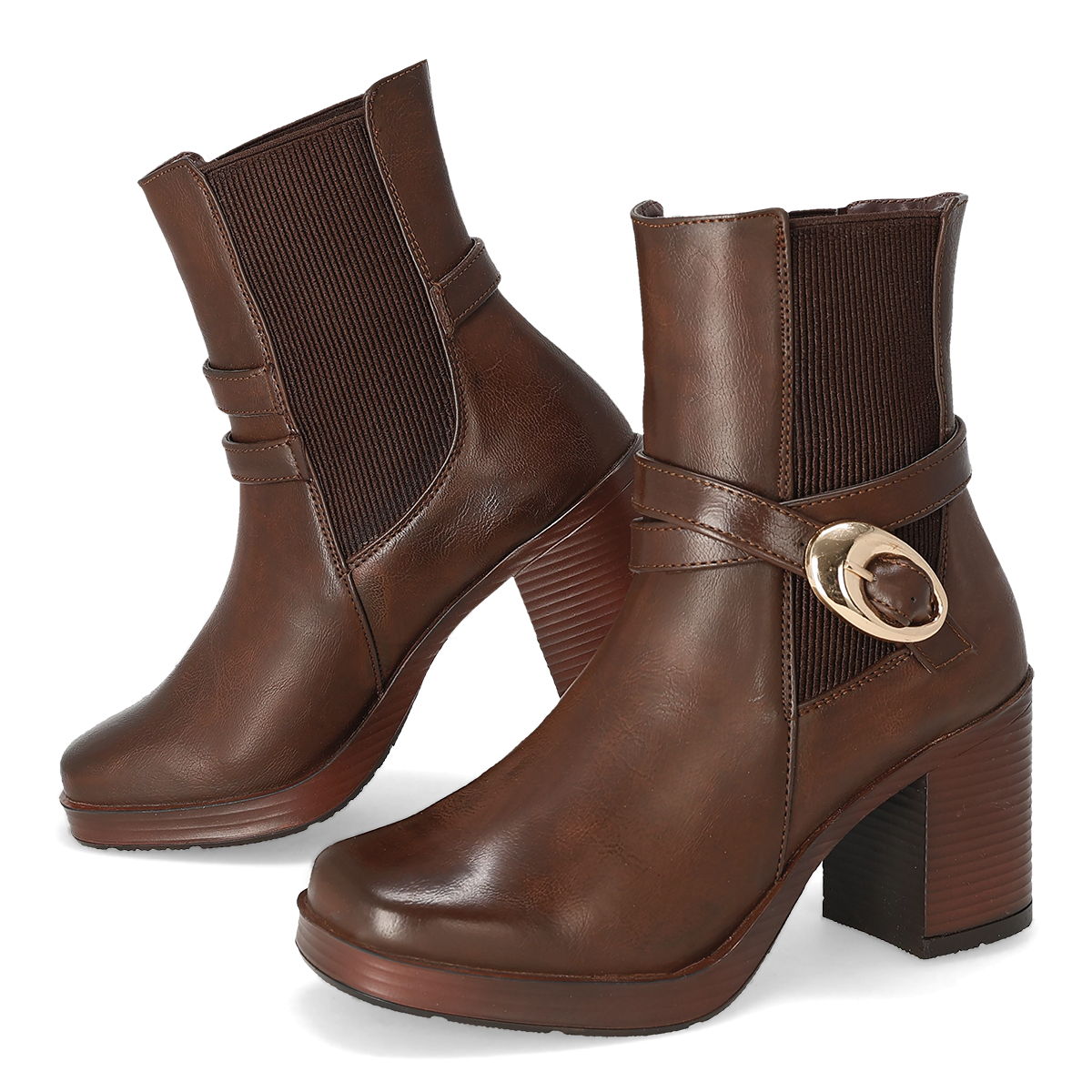 BOTA DE TACON MUJER GISELLE COLLECTION 5204 MOKA-OFERTA