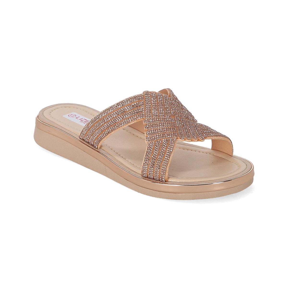 SANDALIA PISO MUJER LIZETTE SHOES 904 CUADRO ORO ROSADO-OUTLET