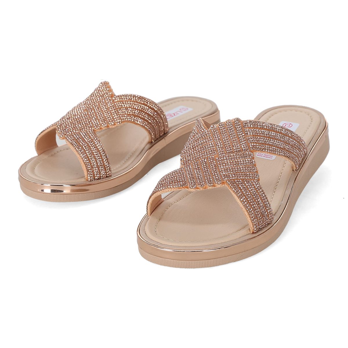 SANDALIA PISO MUJER LIZETTE SHOES 904 CUADRO ORO ROSADO-OUTLET