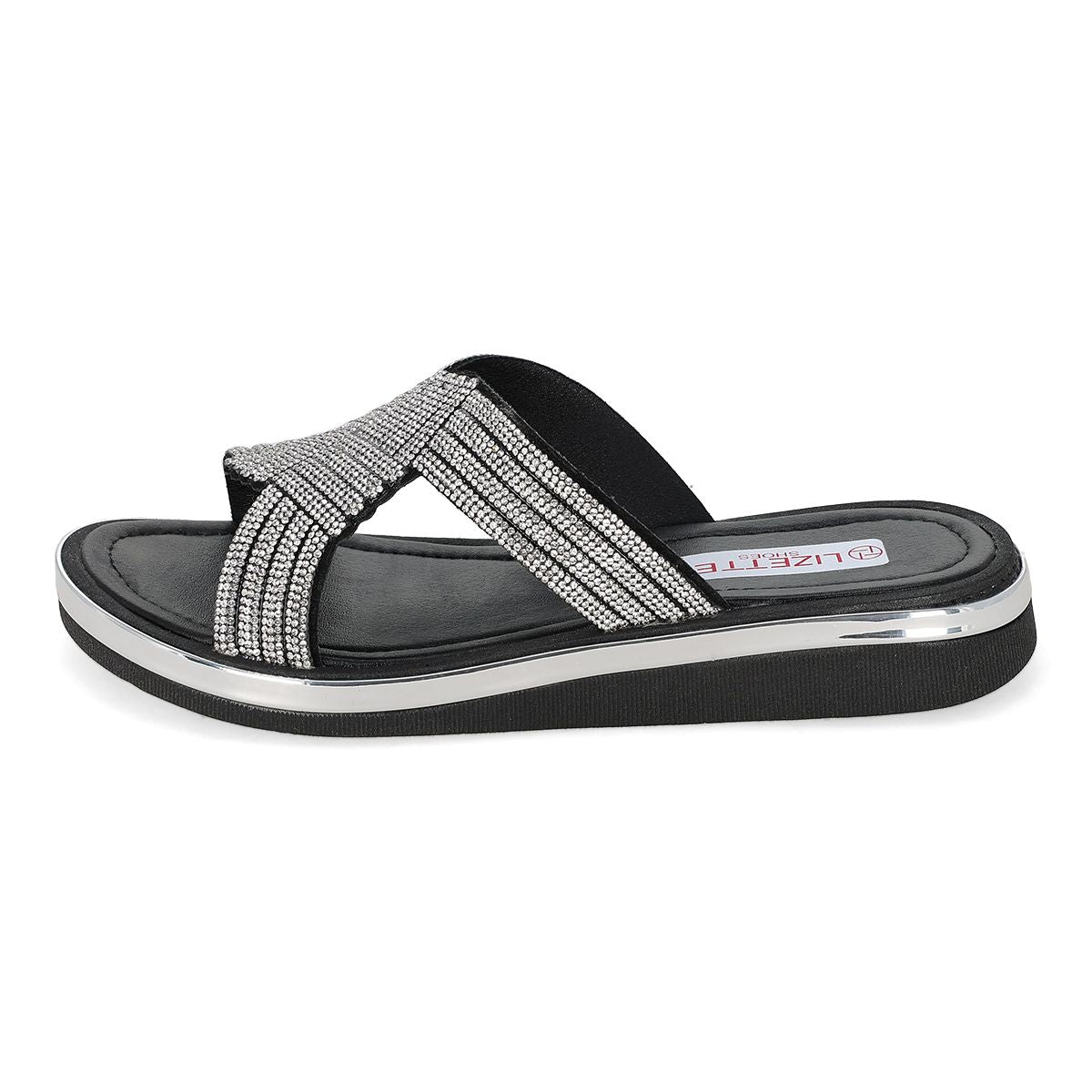 SANDALIA PISO MUJER LIZETTE SHOES 904 CUADRO NEGRO-OUTLET