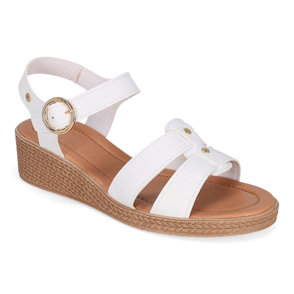 SANDALIA DE CUÑA MUJER MAXIM 1354 BLANCO-OFERTA