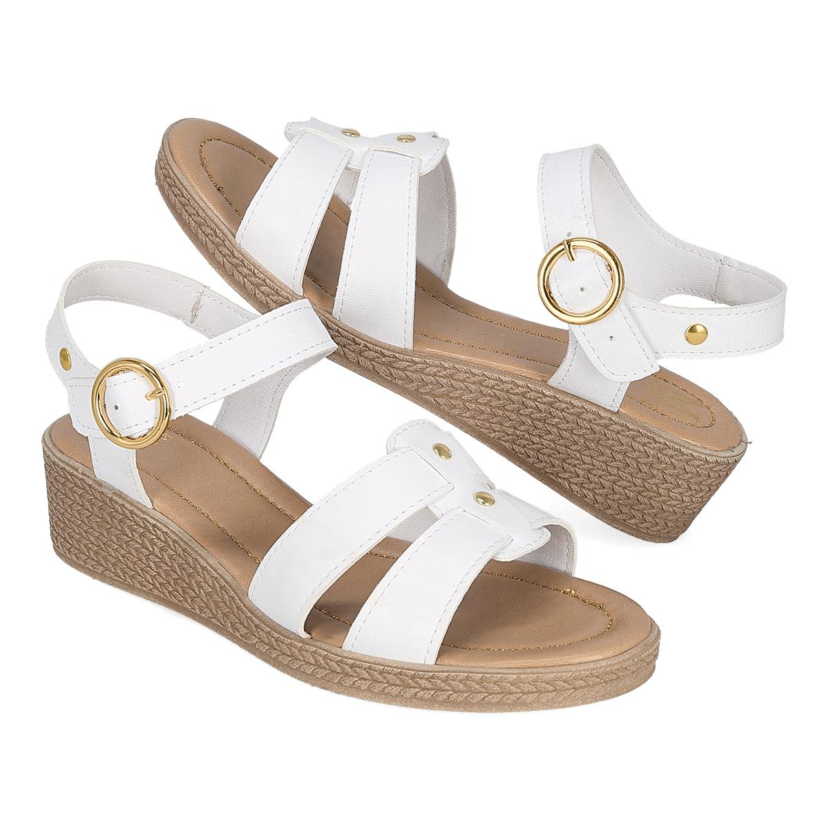 SANDALIA DE CUÑA MUJER MAXIM 1354 BLANCO-OFERTA