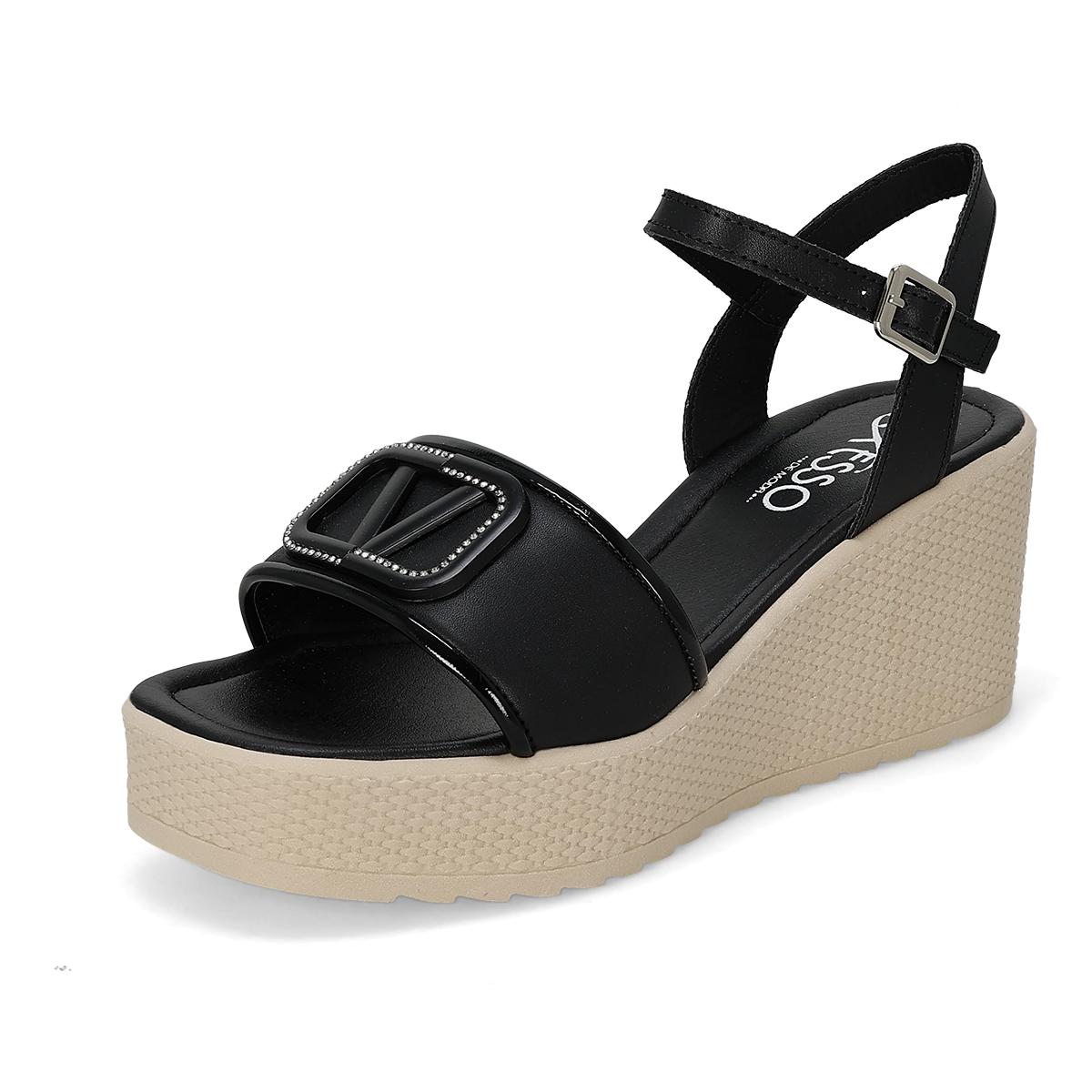 SANDALIA PLATAFORMA MUJER EXESSO 1230 NEGRO
