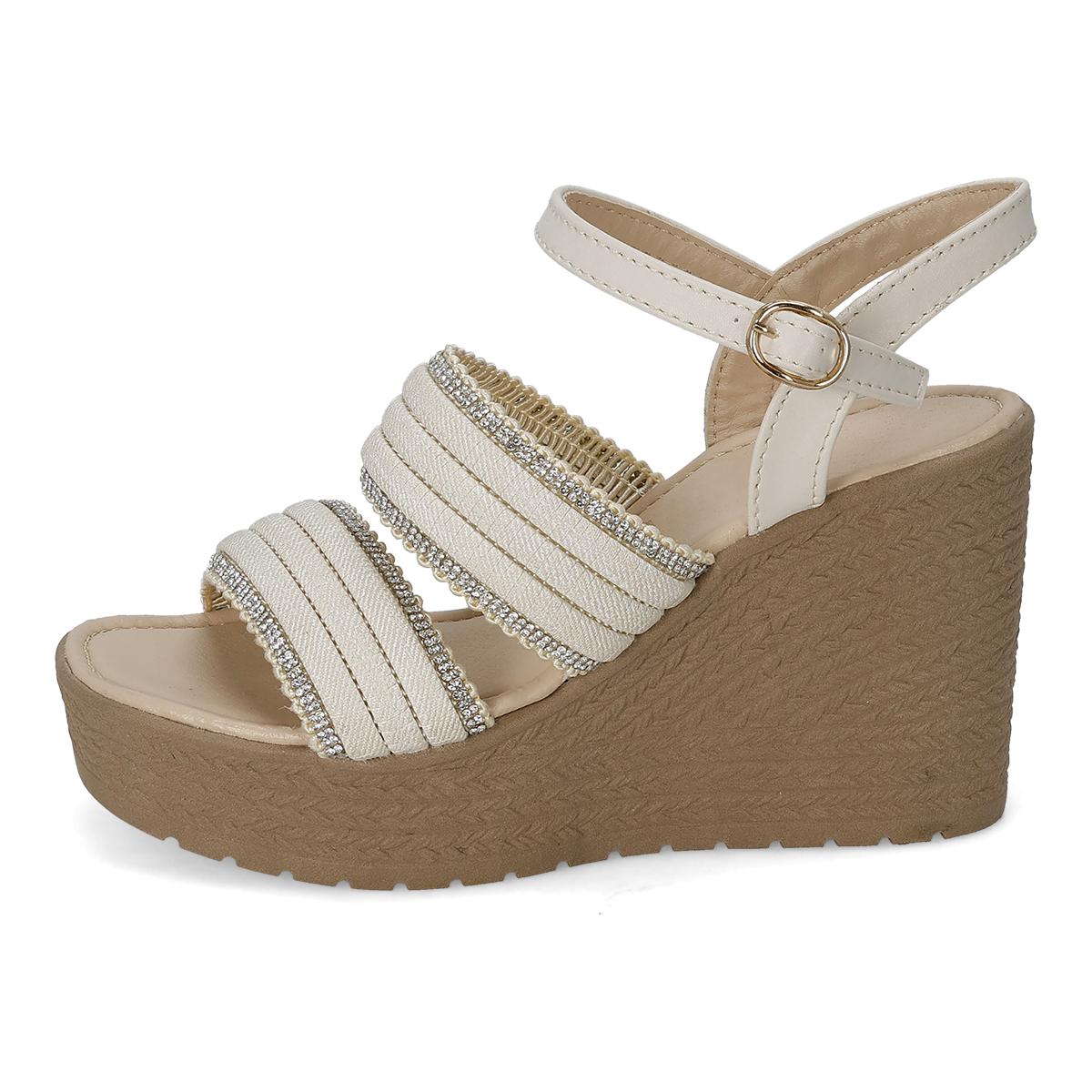 SANDALIA PLATAFORMA MUJER PASION 607 BEIGE -OFERTA