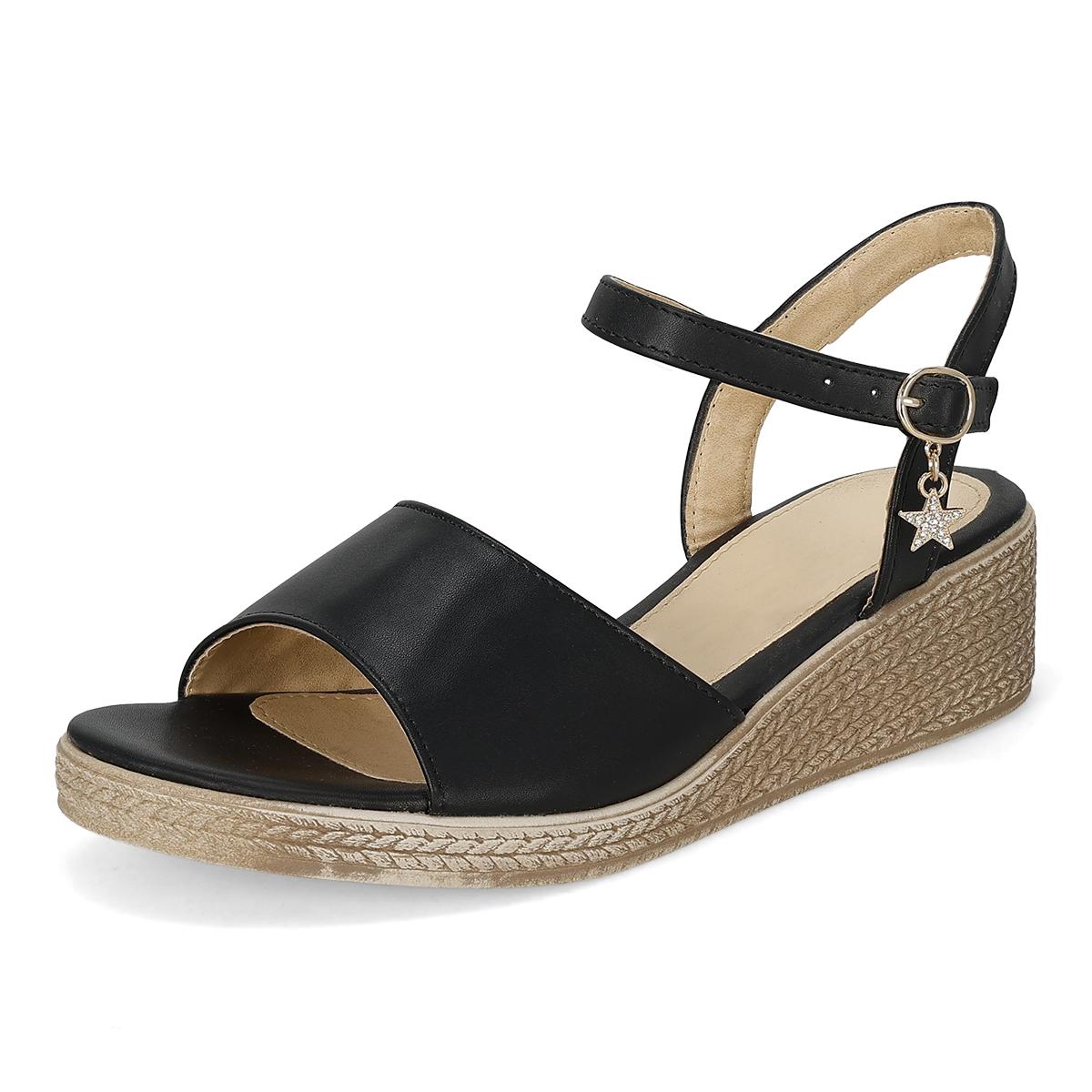 SANDALIA DE CUÑA MUJER PASION 702 NEGRO-OFERTA