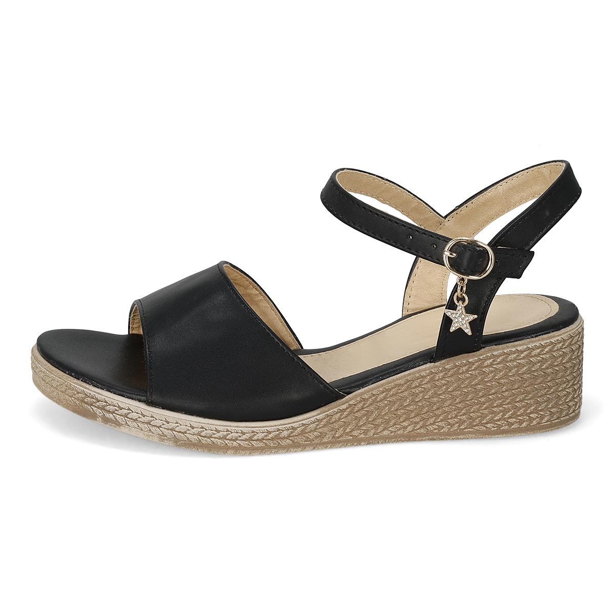 SANDALIA DE CUÑA MUJER PASION 702 NEGRO-OFERTA