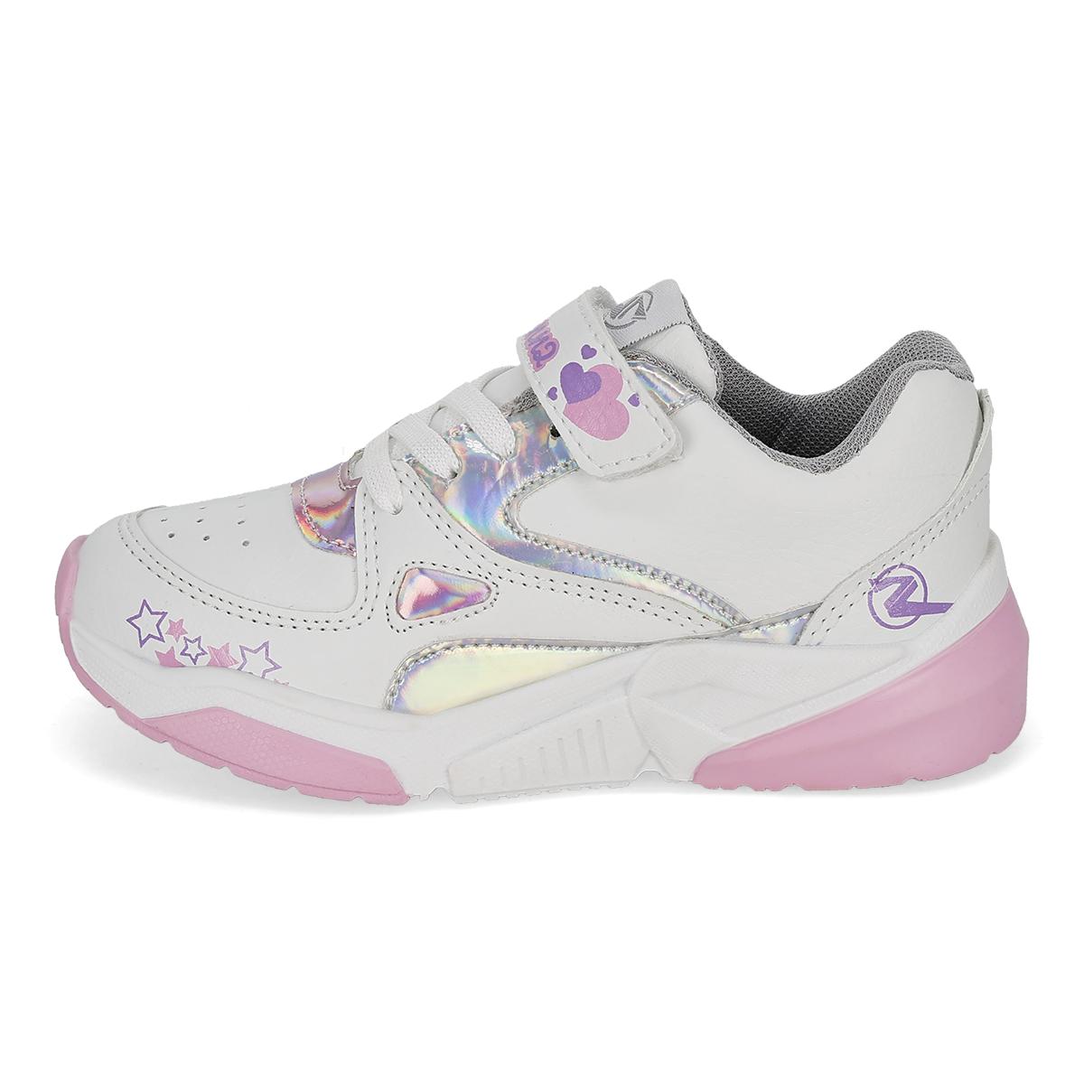 DEPORTIVO INFANTIL SUNNZ 4122 BLANCO/ROSA/PLATA