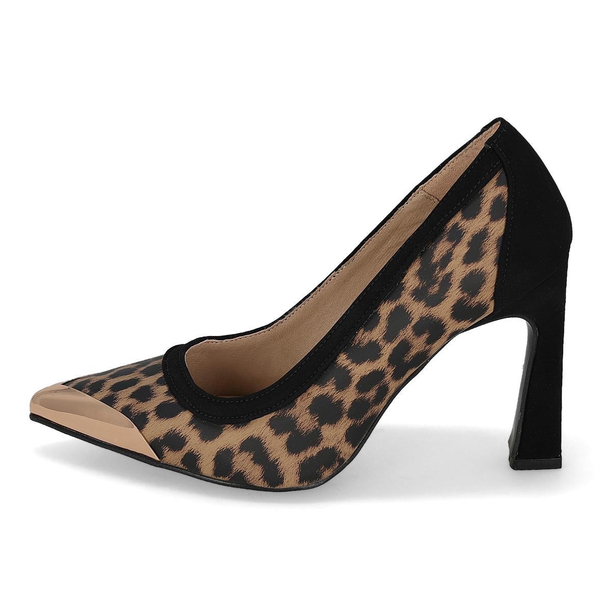 ZAPATILLA TACON ALTO MUJER RAVEL 0159 LEOPARDO CAFE