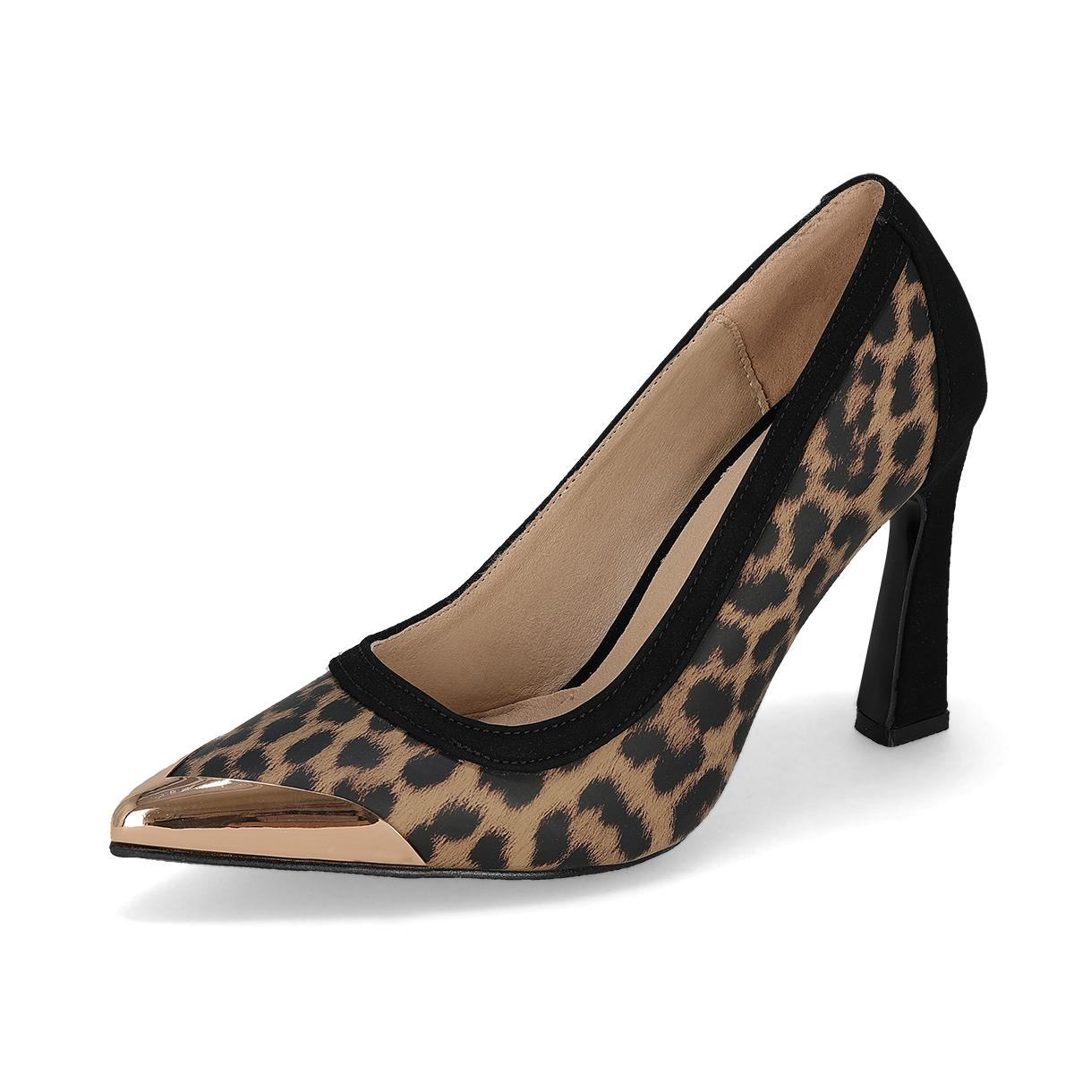 ZAPATILLA TACON ALTO MUJER RAVEL 0159 LEOPARDO CAFE