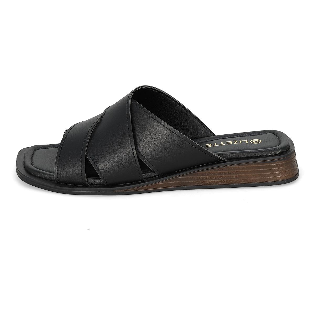 SANDALIA PISO MUJER LIZETTE SHOES 0033 NEGRO-OFERTA