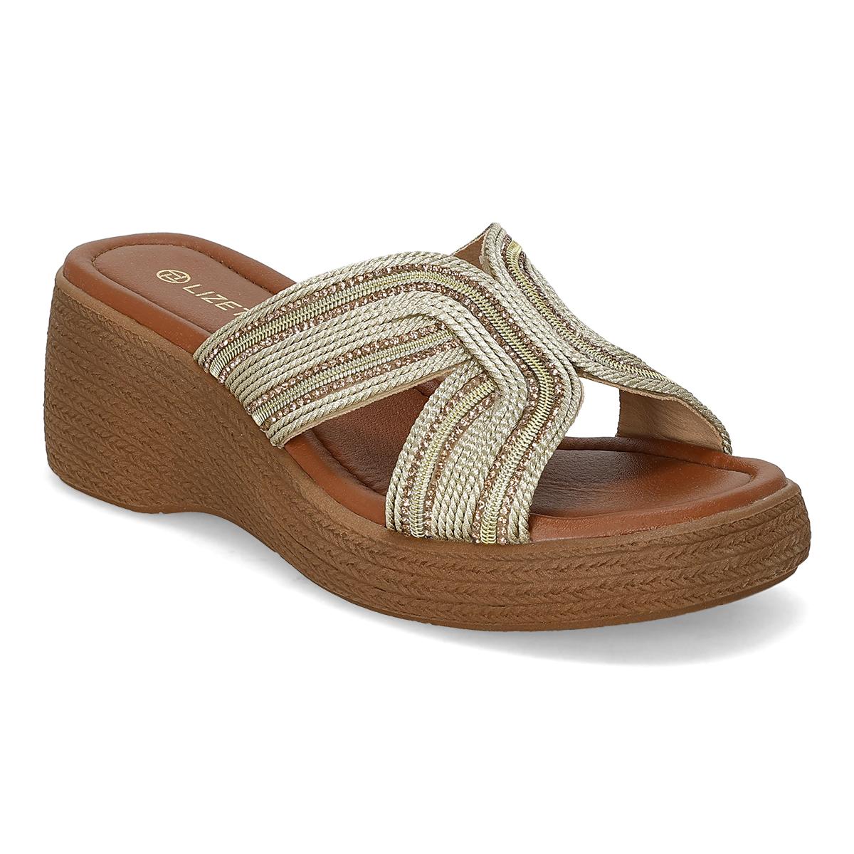 SANDALIA DE CUÑA MUJER LIZETTE SHOES 4312 ORO-OFERTA