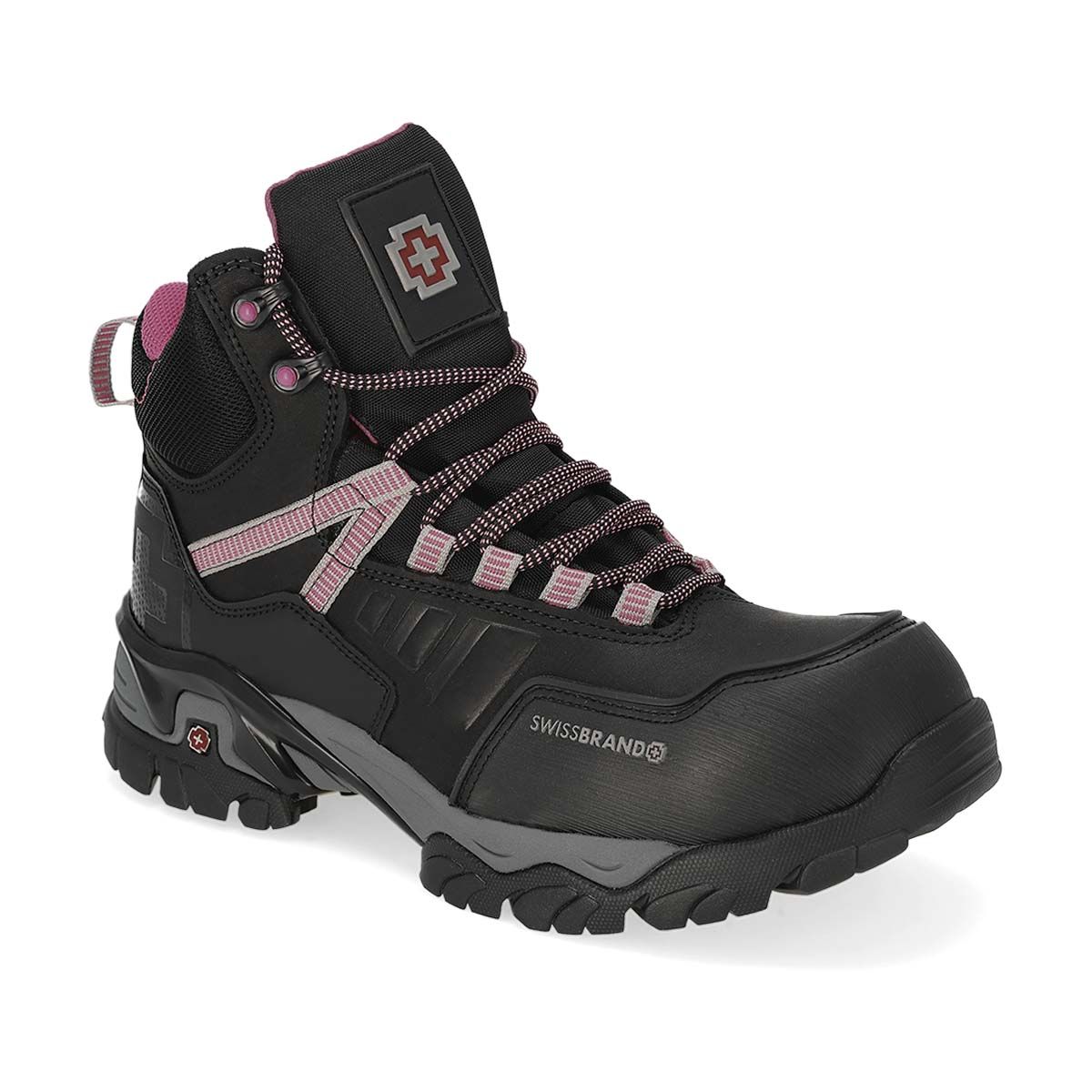 BOTA CASCO DIELECTRICO MUJER SWISSBRAND 414-C NEGRO/ROSA