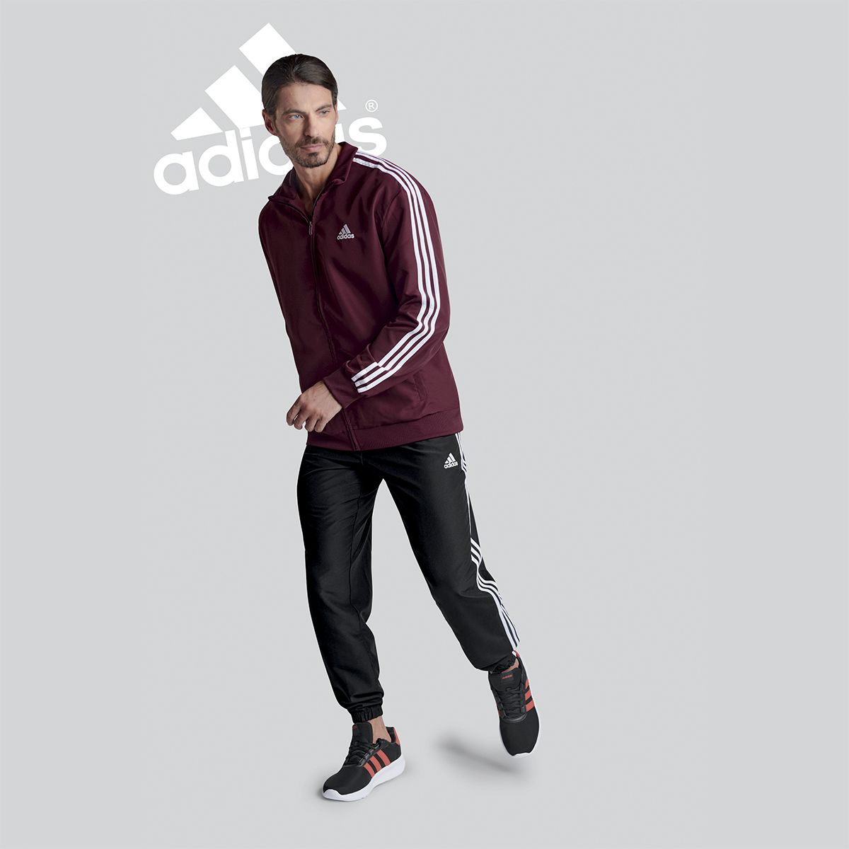 CONJUNTO HOMBRE ADIDAS WEAR IC6752 VINO/NEGRO