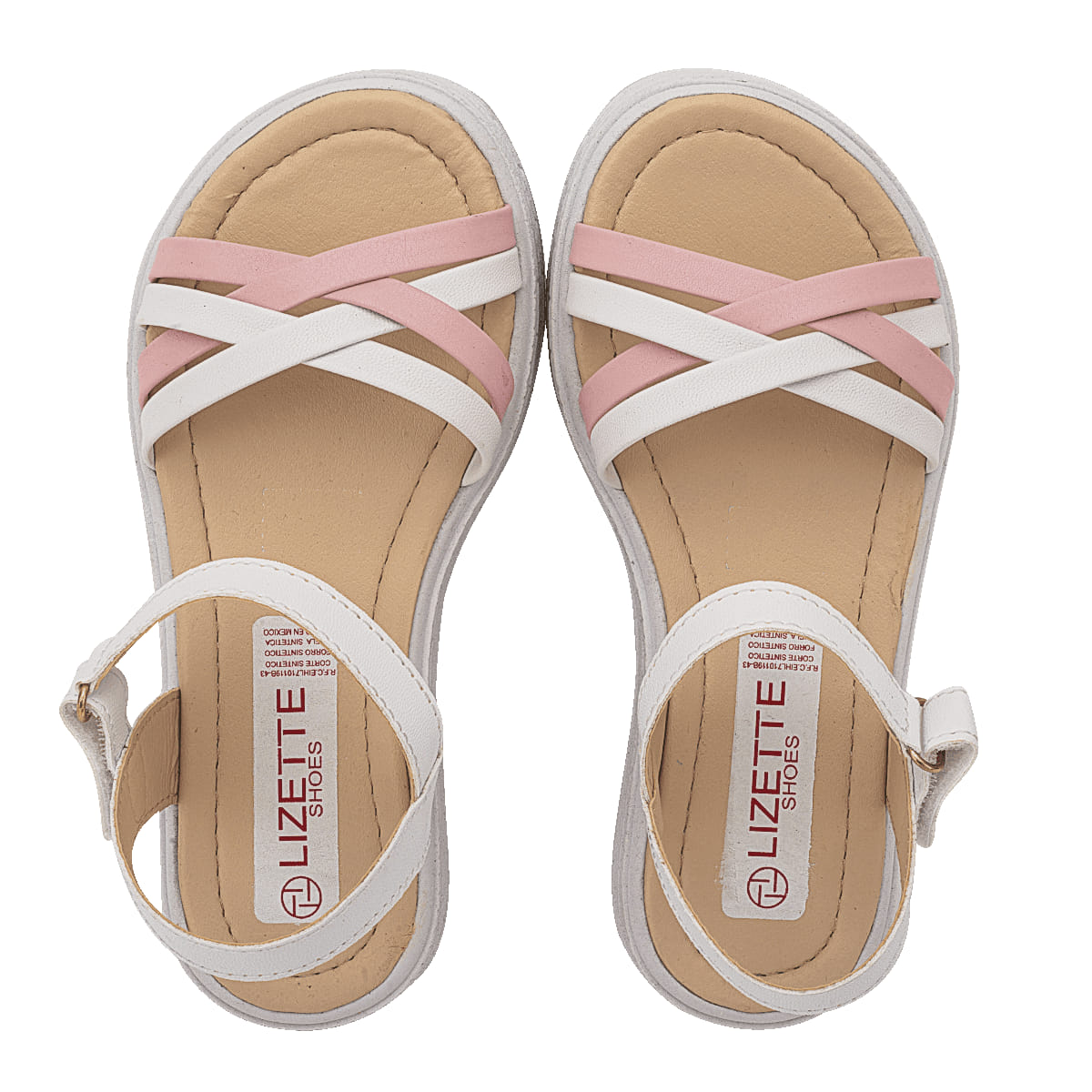 SANDALIA PISO INFANTIL LIZETTE SHOES 2054 BLANCO/ROSA/PARAISO-OUTLET