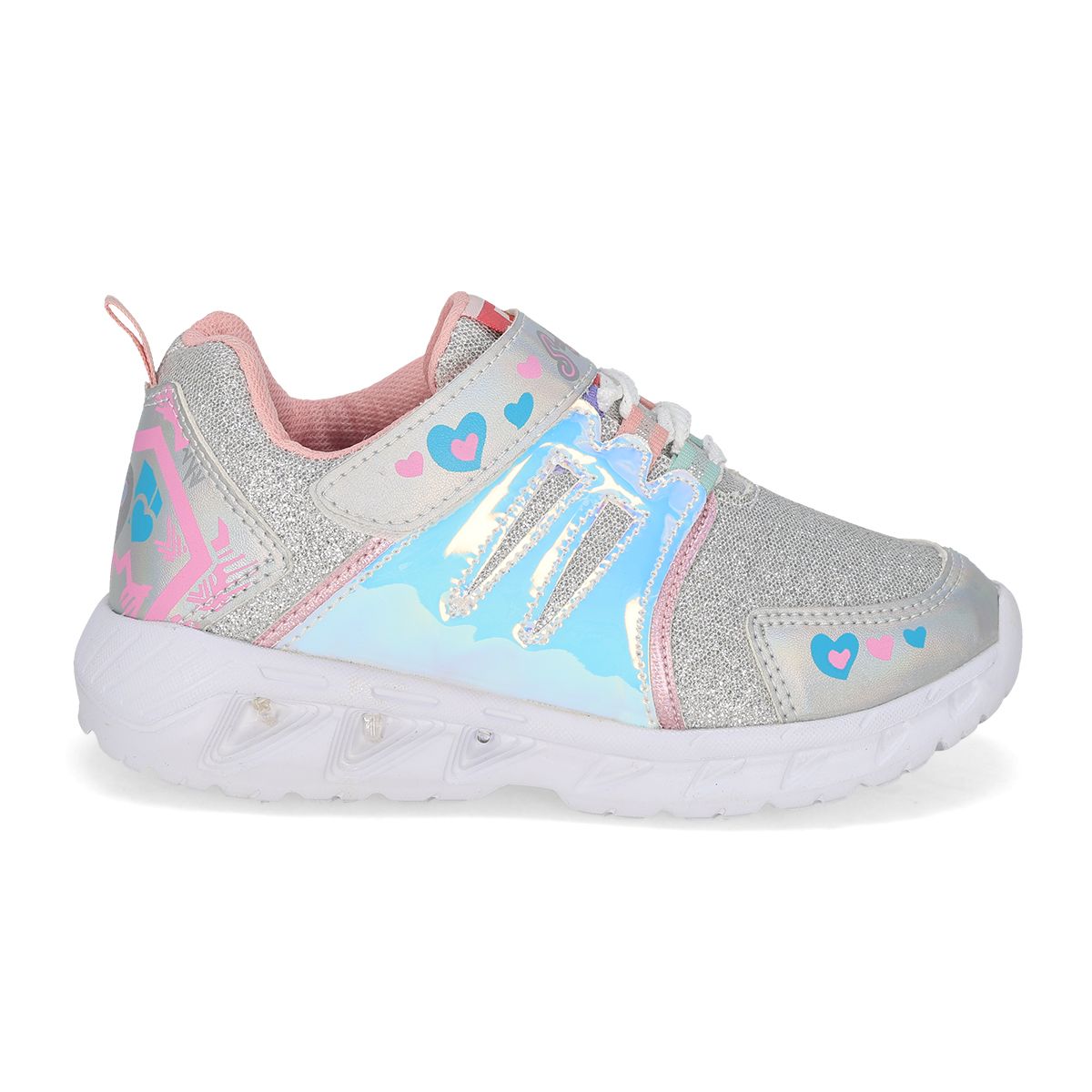 TENIS CON LUCES INFANTIL SUNS 528 PLATA/ROSA