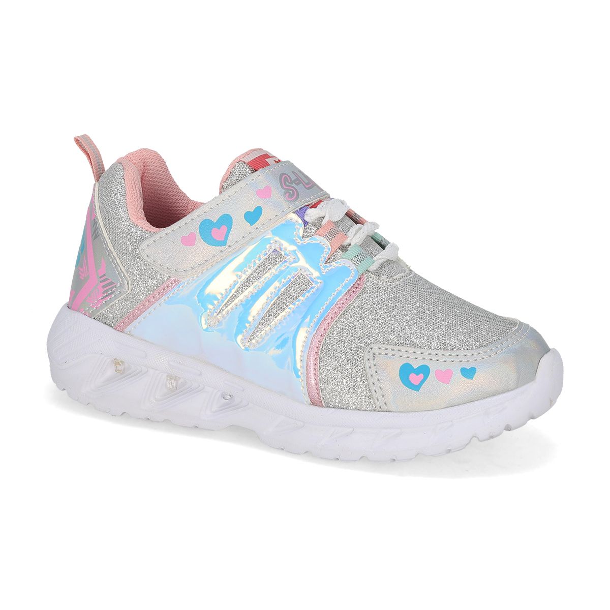 TENIS CON LUCES INFANTIL SUNS 528 PLATA/ROSA