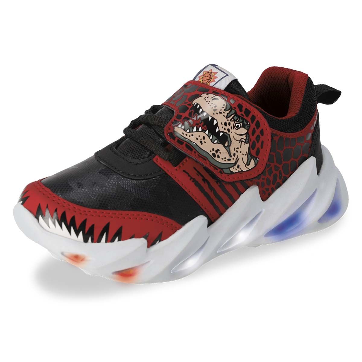 TENIS CON LUCES INFANTIL SUNS 600 NEGRO/ROJO