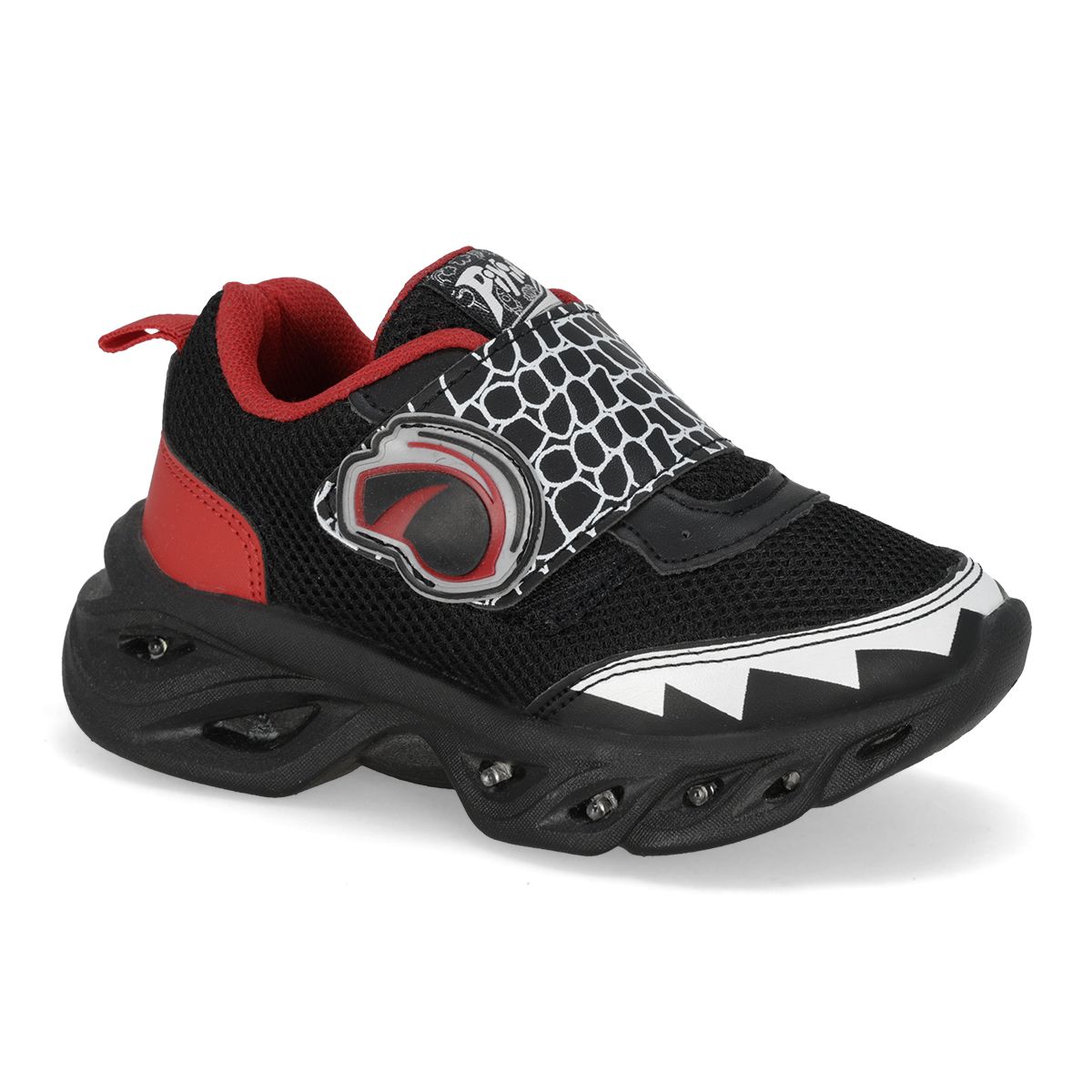 TENIS CON LUCES INFANTIL PIYINS 260 NEGRO/ROJO