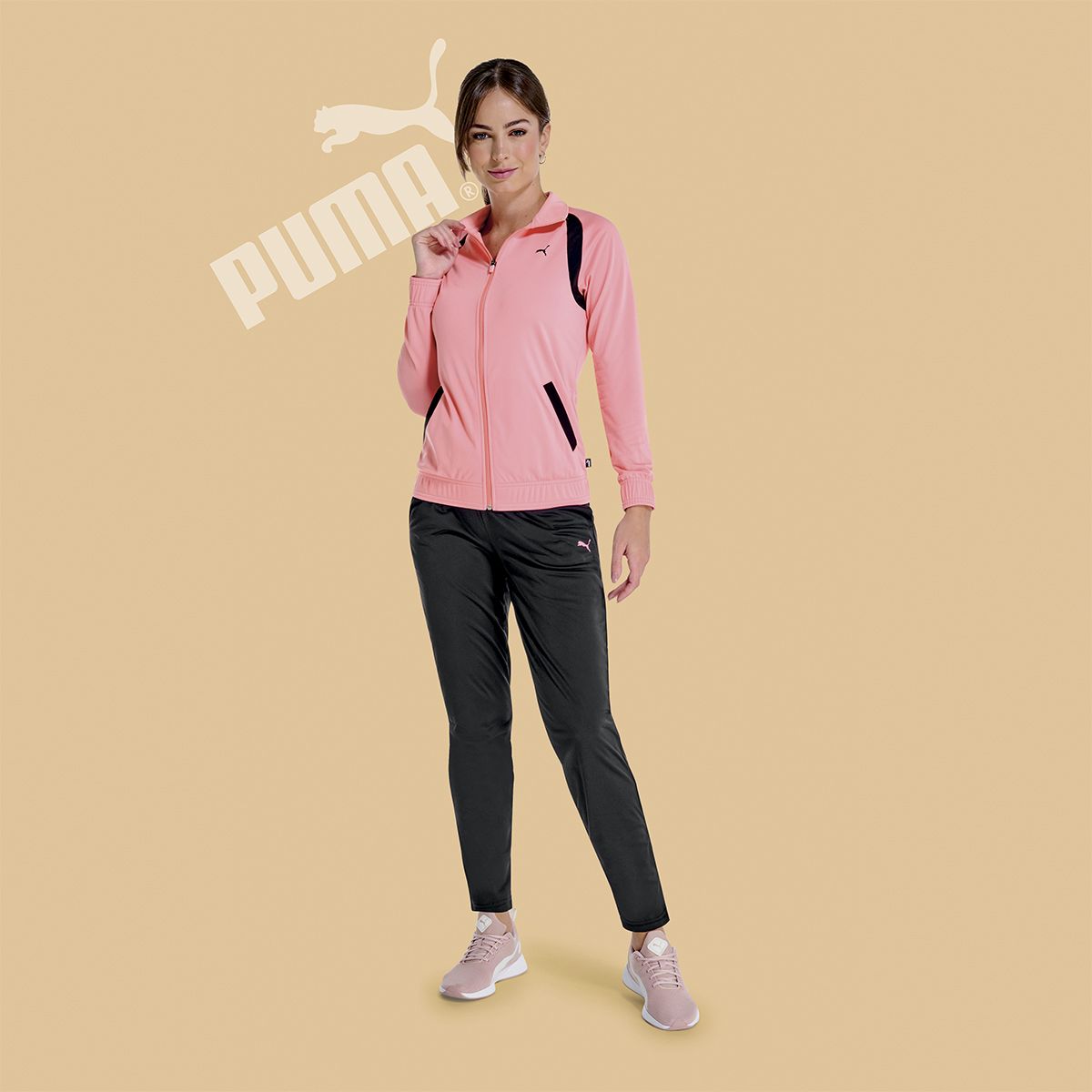 CONJUNTO MUJER PUMA WEAR 67523463 CORAL/NEGRO