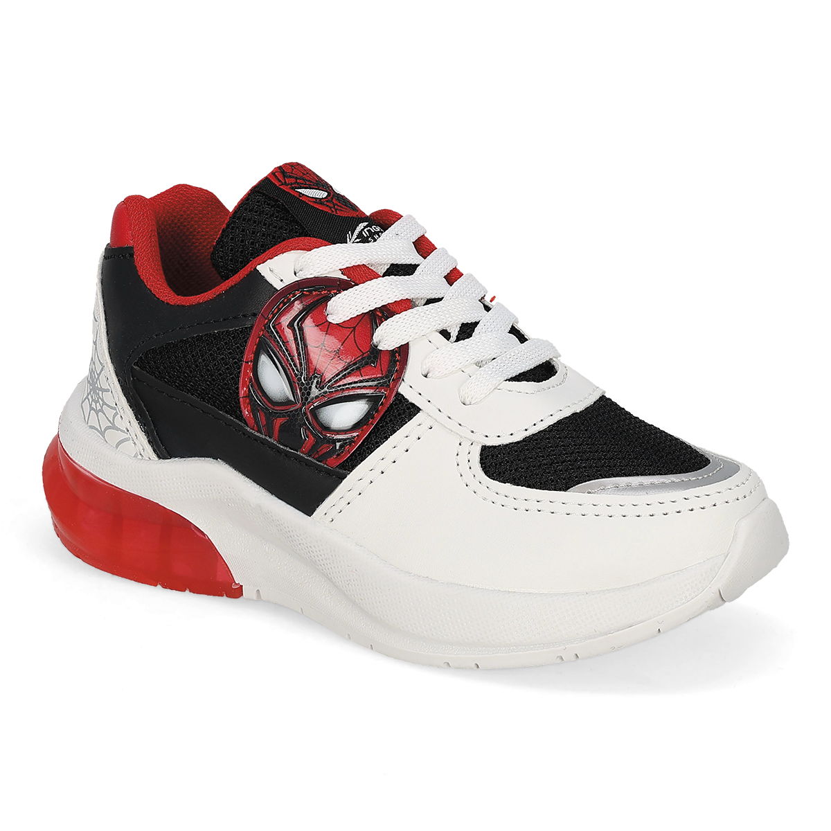TENIS CON LUCES INFANTIL KINGS-LU 1647-F BLANCO/NEGRO/ROJO