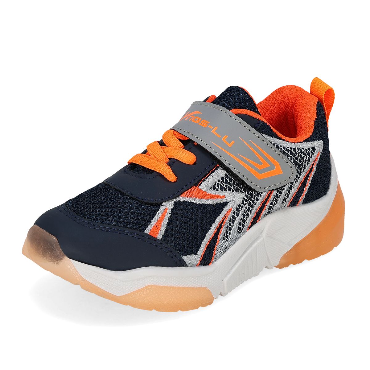TENIS CON LUCES INFANTIL KINGS-LU 1682-F MARINO/NARANJA/NEGRO