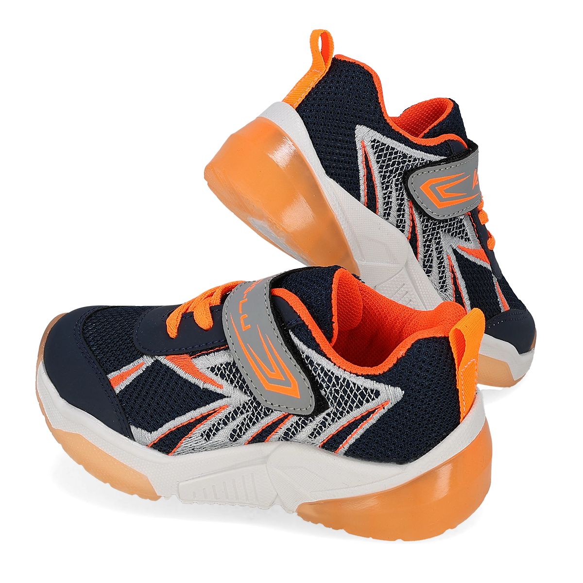 TENIS CON LUCES INFANTIL KINGS-LU 1682-F MARINO/NARANJA/NEGRO-OUTLET