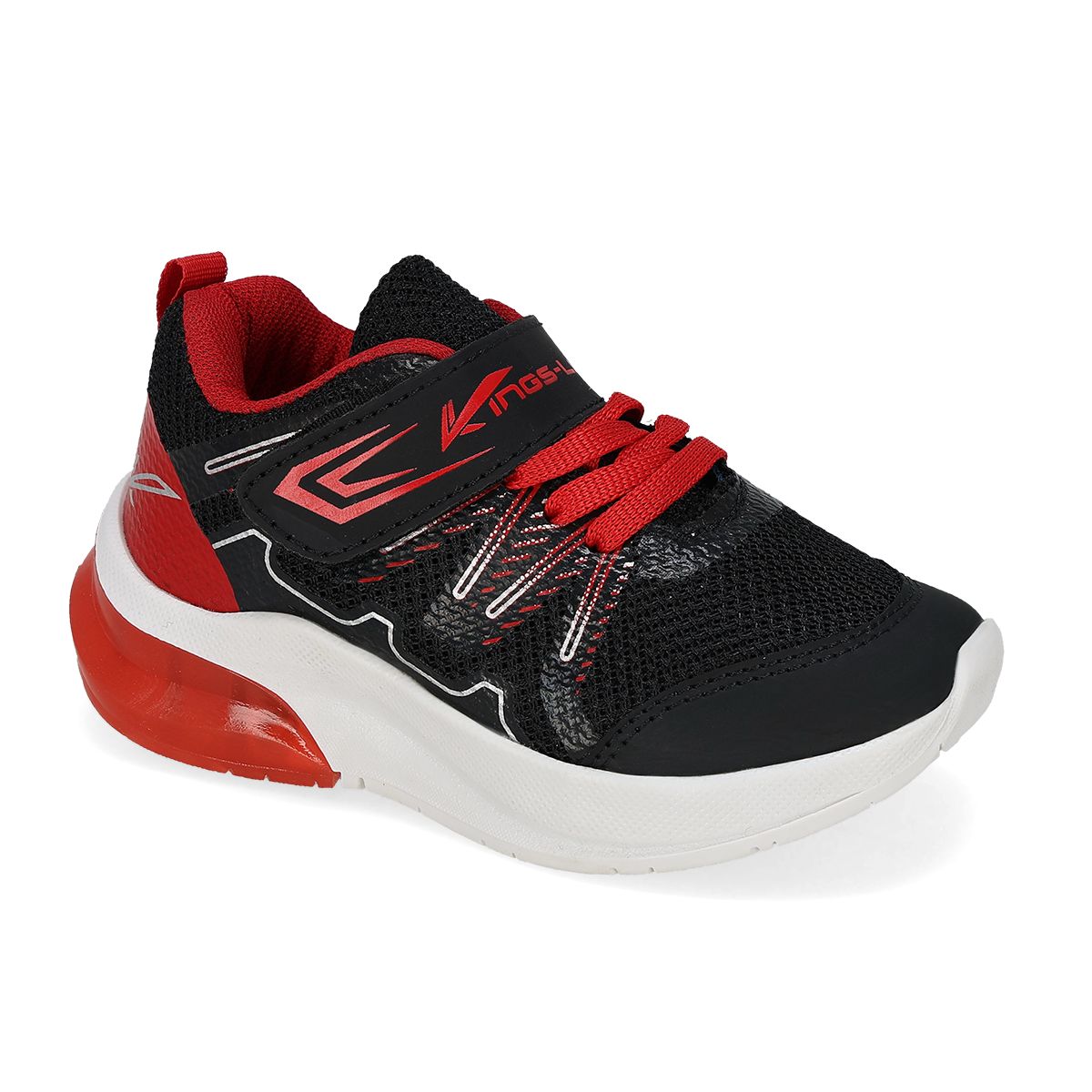 TENIS CON LUCES INFANTIL KINGS-LU 1690-F ROJO/NEGRO