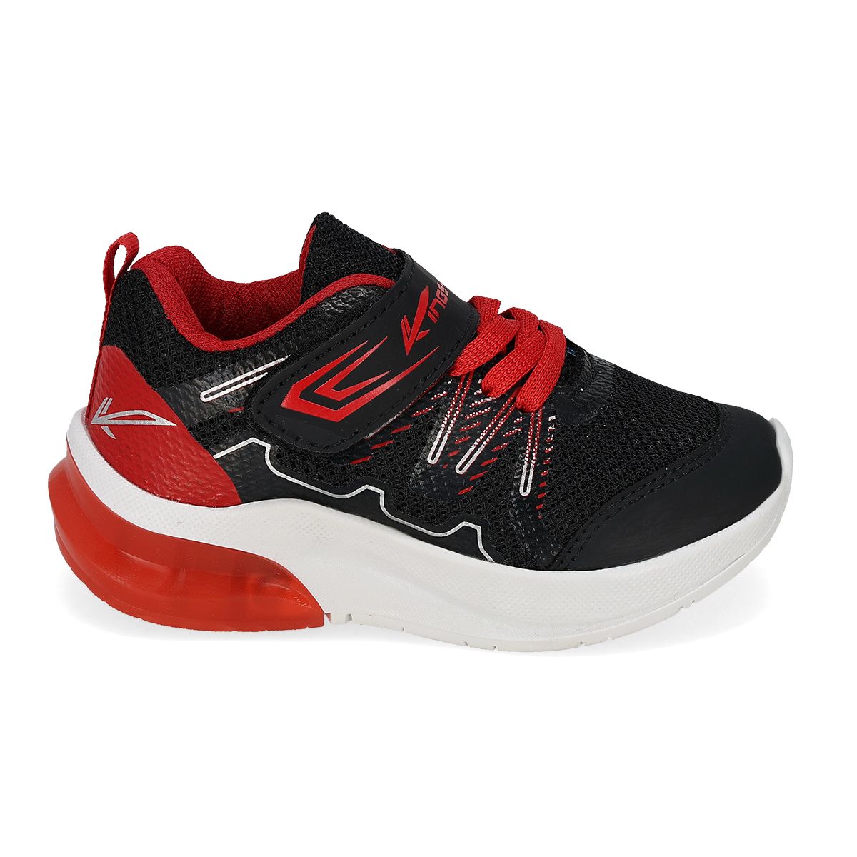 TENIS CON LUCES INFANTIL KINGS-LU 1690-F ROJO/NEGRO