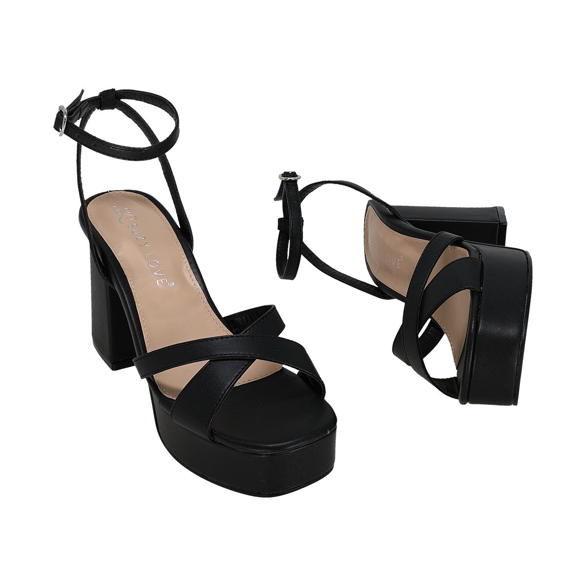 SANDALIA DE TACON MUJER SUZY LOVE 401 NEGRO