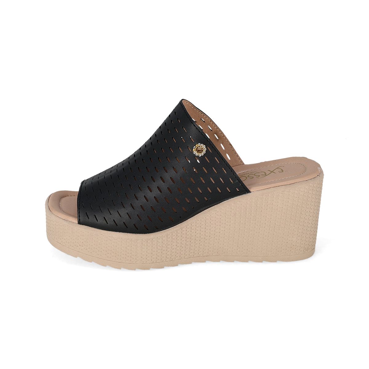 SANDALIA PLATAFORMA MUJER EXESSO 1203 NEGRO