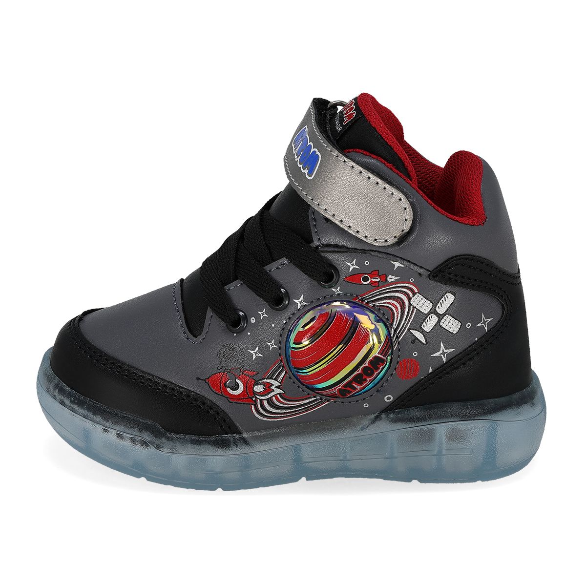 TENIS CON LUCES INFANTIL ATROM JUP NEGRO/GRIS-OUTLET