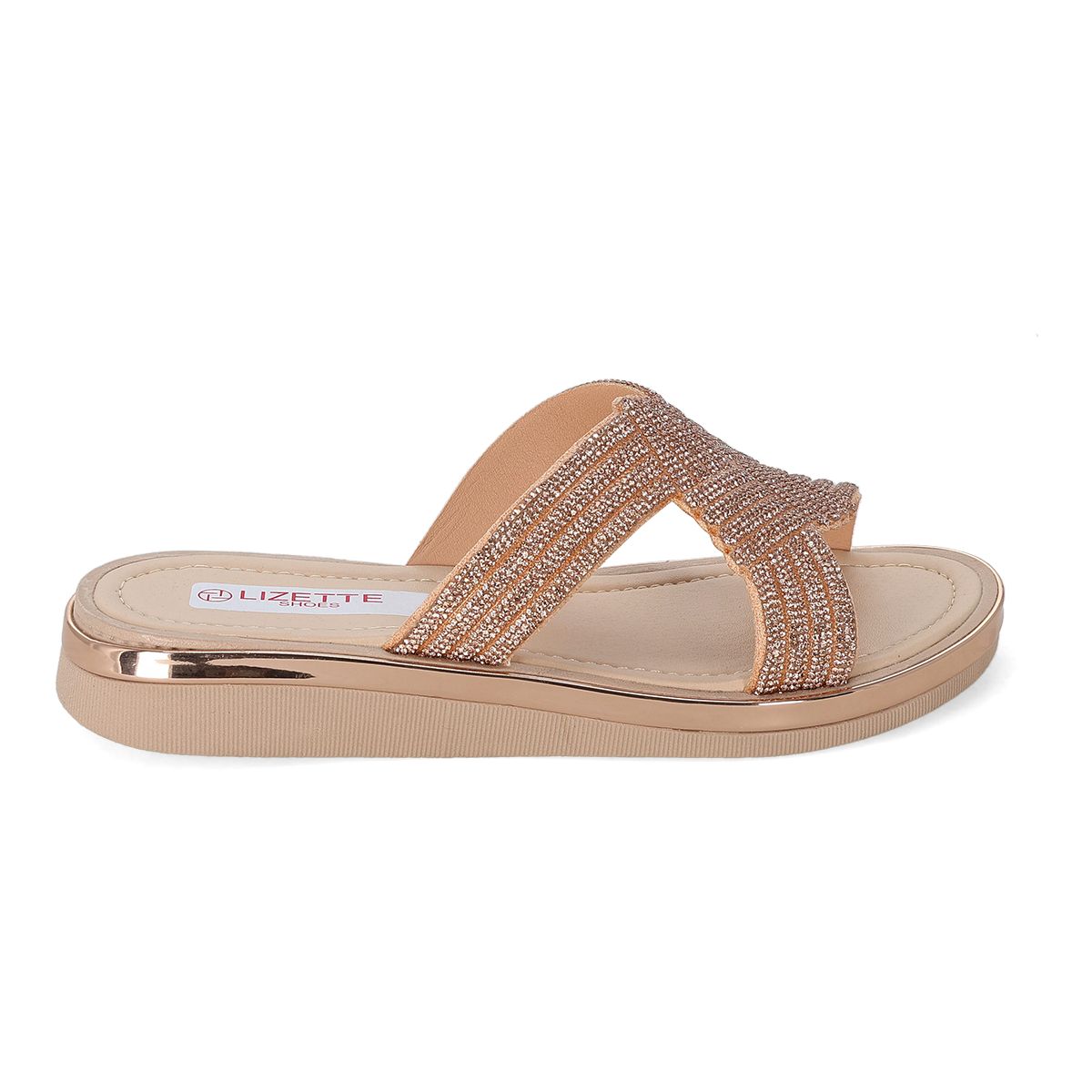 SANDALIA PISO MUJER LIZETTE SHOES 904 CUADRO ORO ROSADO-OUTLET