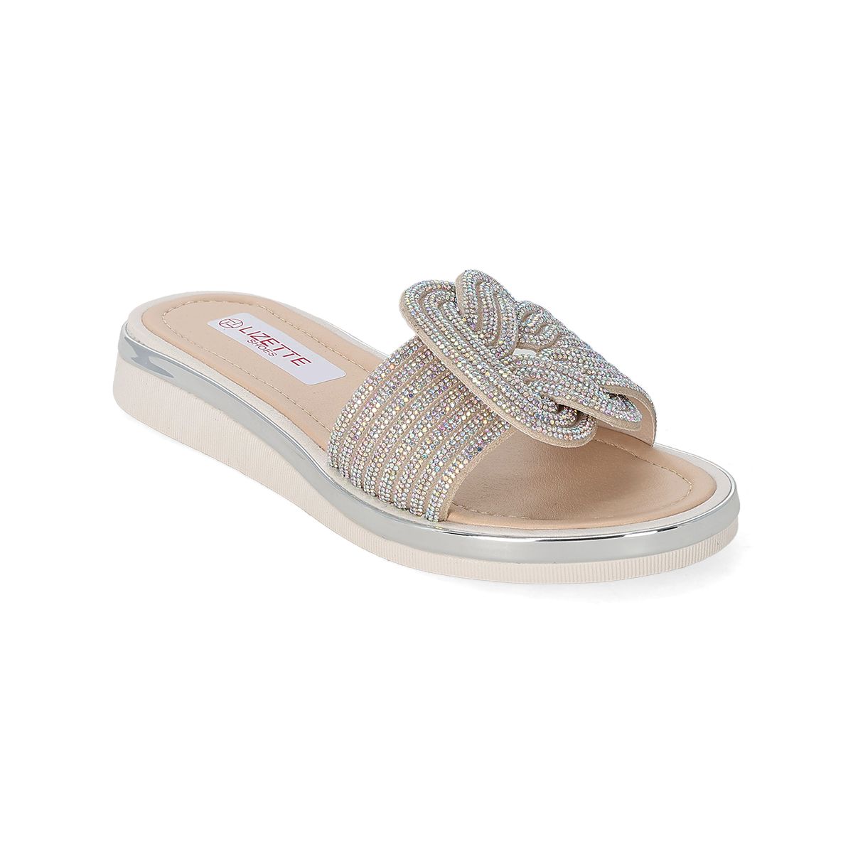 SANDALIA PISO MUJER LIZETTE SHOES 905 NUDO PLATA